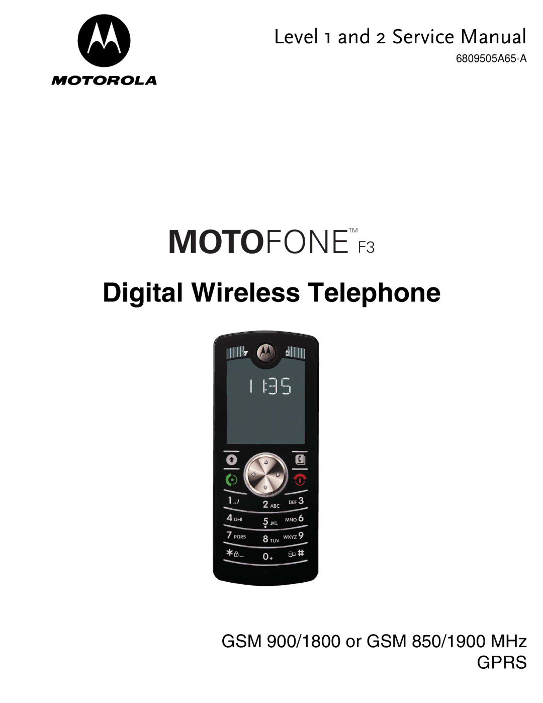 Motorola service manual Motofone F3 