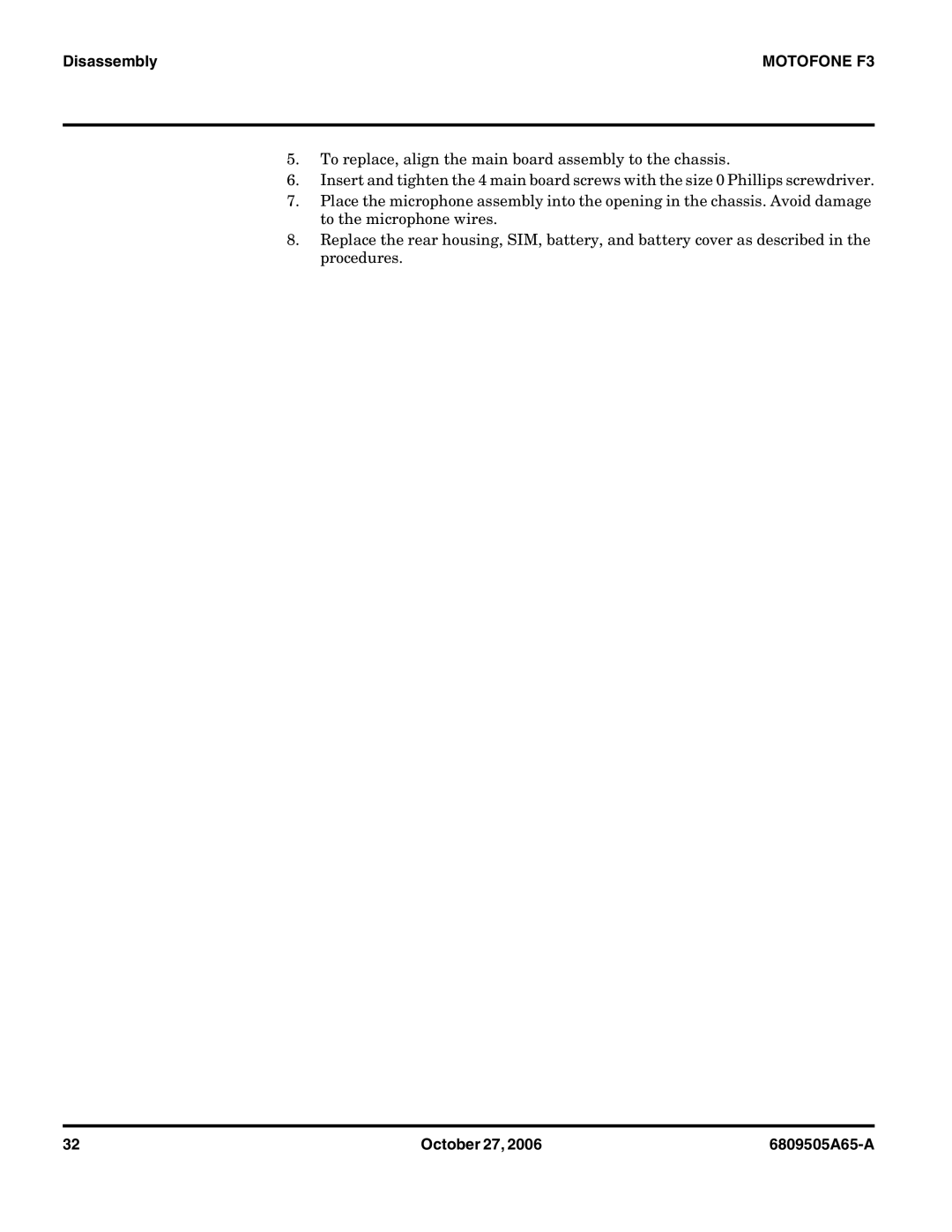 Motorola F3 service manual October 27 6809505A65-A 