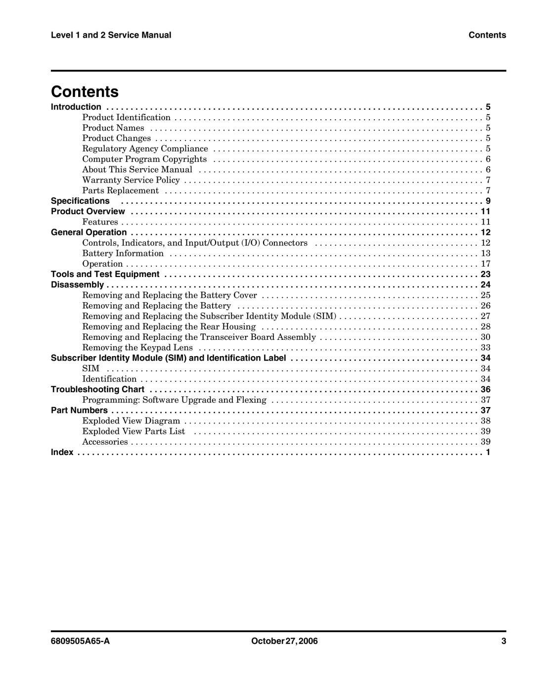 Motorola F3 service manual Contents 