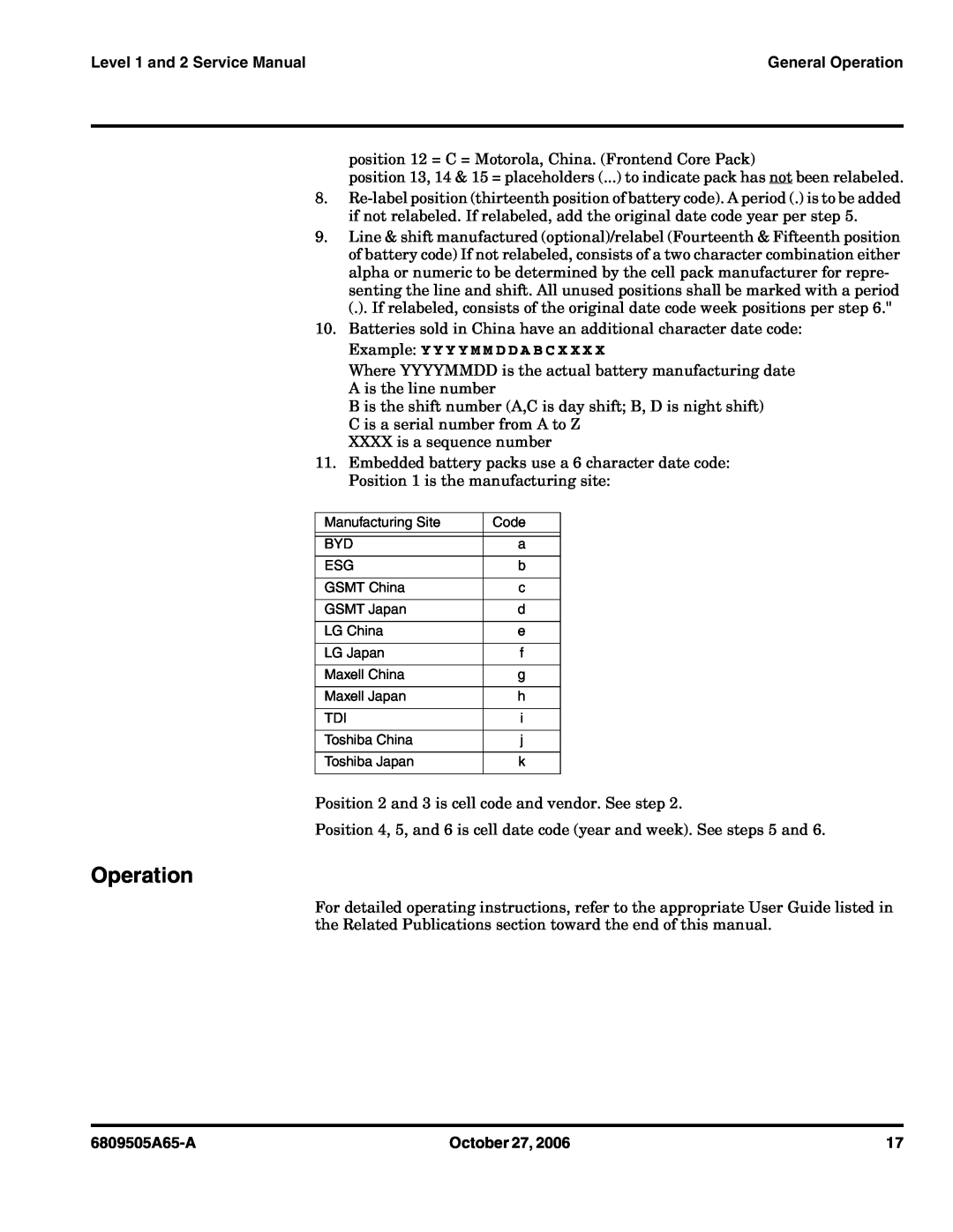 Motorola F3 service manual Operation, Level 1 and 2 Service Manual, 6809505A65-A, October 27 