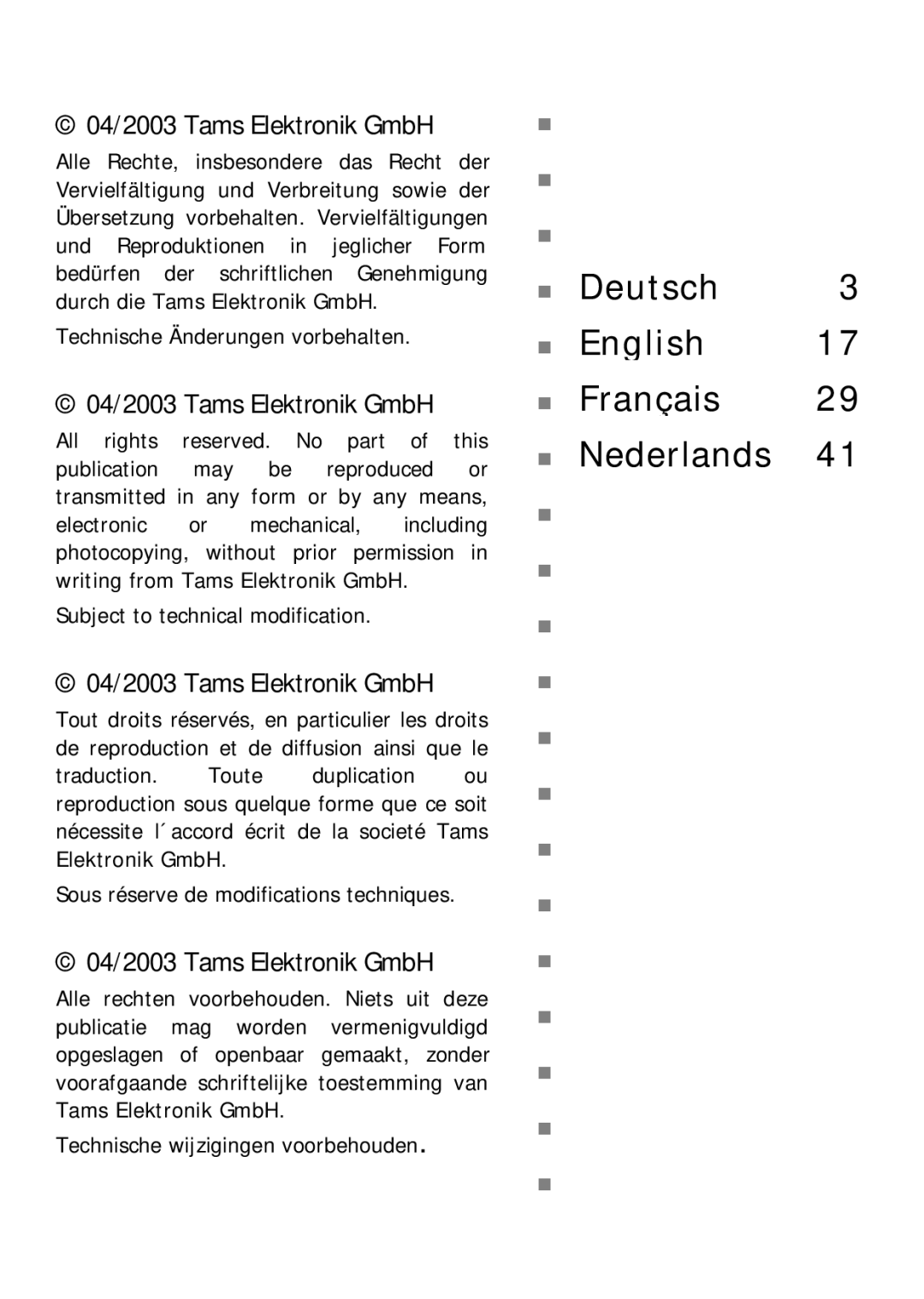 Motorola FD-1 manual Nederlands, 04/2003 Tams Elektronik GmbH 