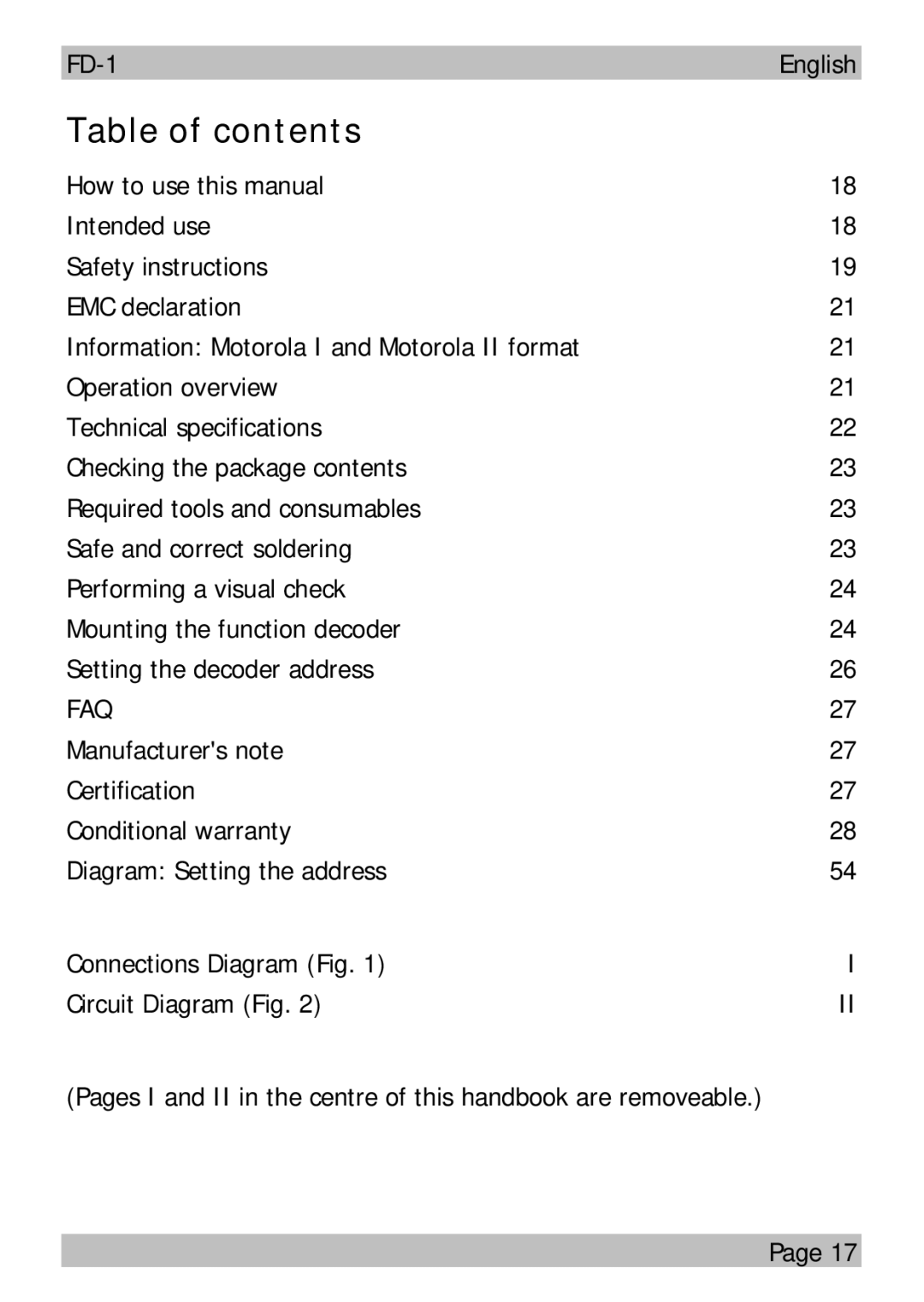 Motorola FD-1 manual Table of contents 