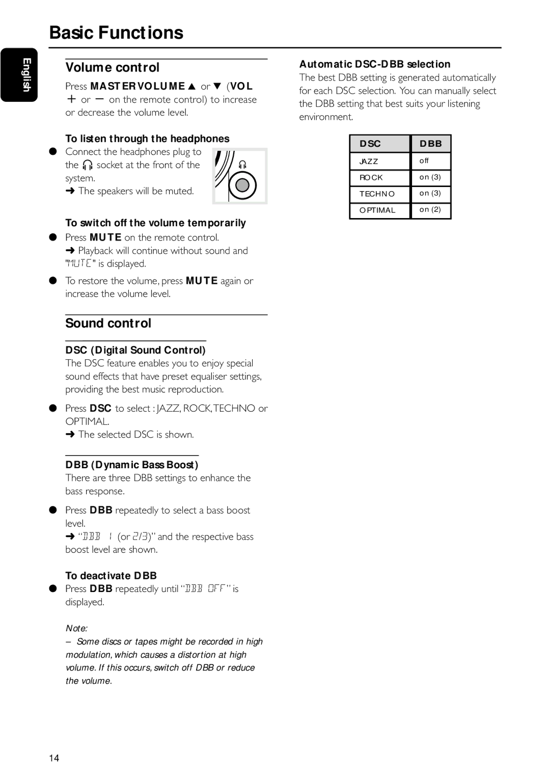 Motorola FW-C155 manual Volume control, Sound control 