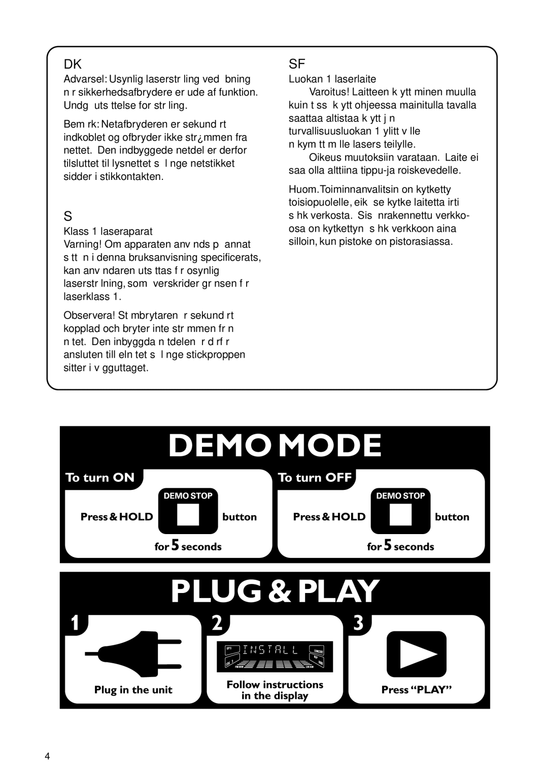 Motorola FW-C155 manual Klass 1 laseraparat 