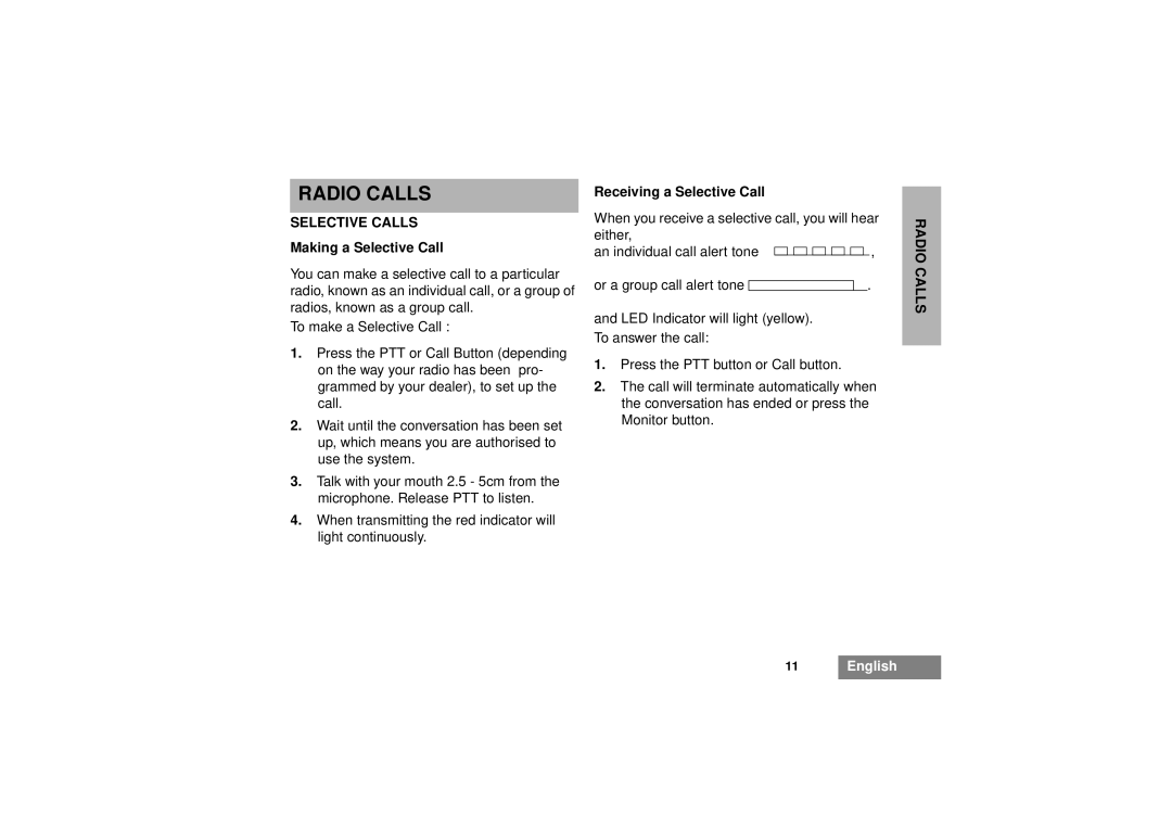 Motorola GM340 manual Radio Calls, Selective Calls, Making a Selective Call, Receiving a Selective Call 