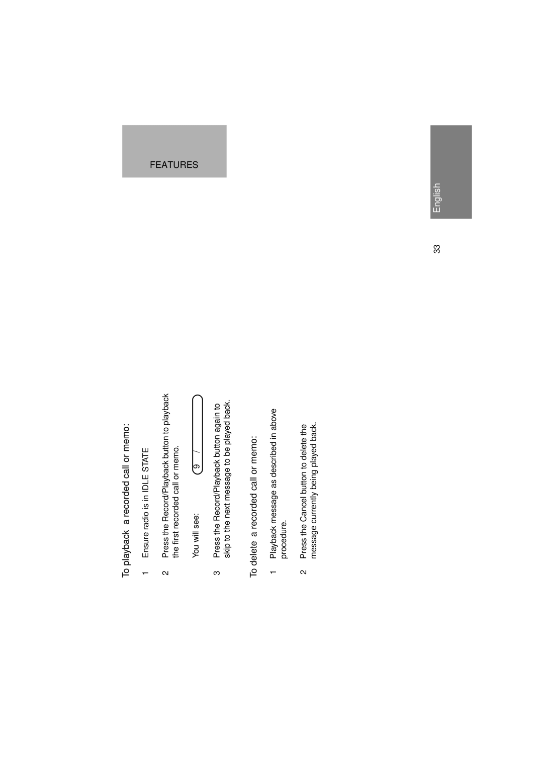 Motorola GM380 manual To playback a recorded call or memo 