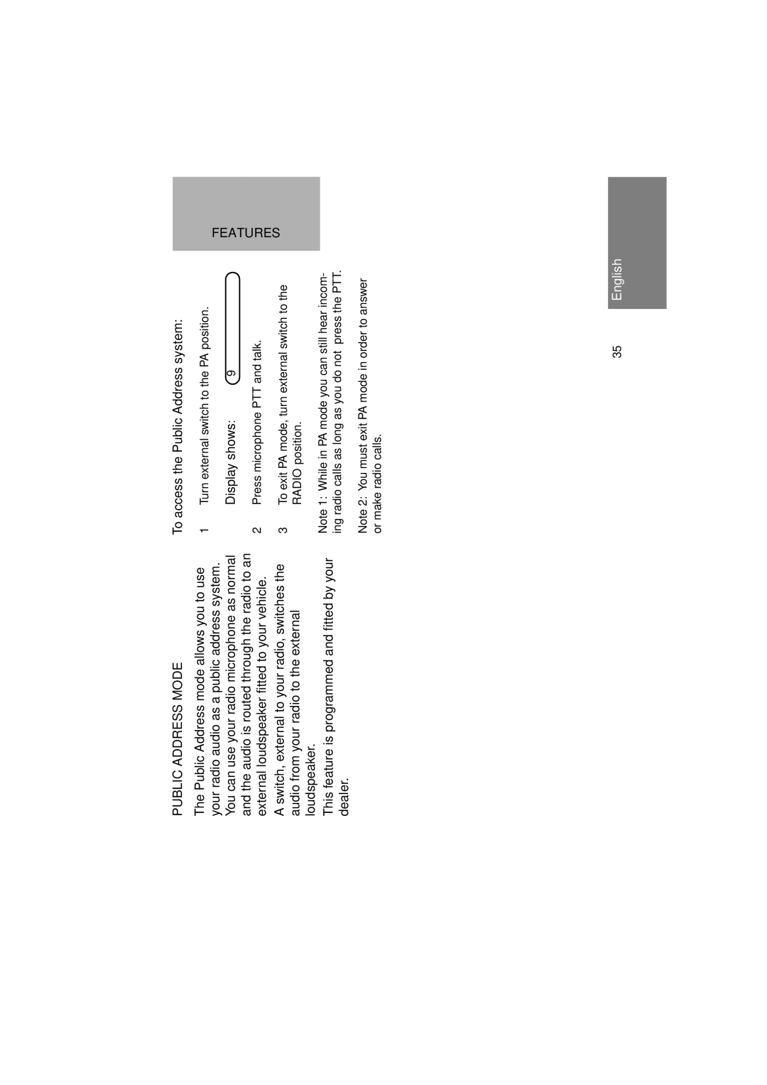 Motorola GM380 manual Public Address Mode, Display shows 