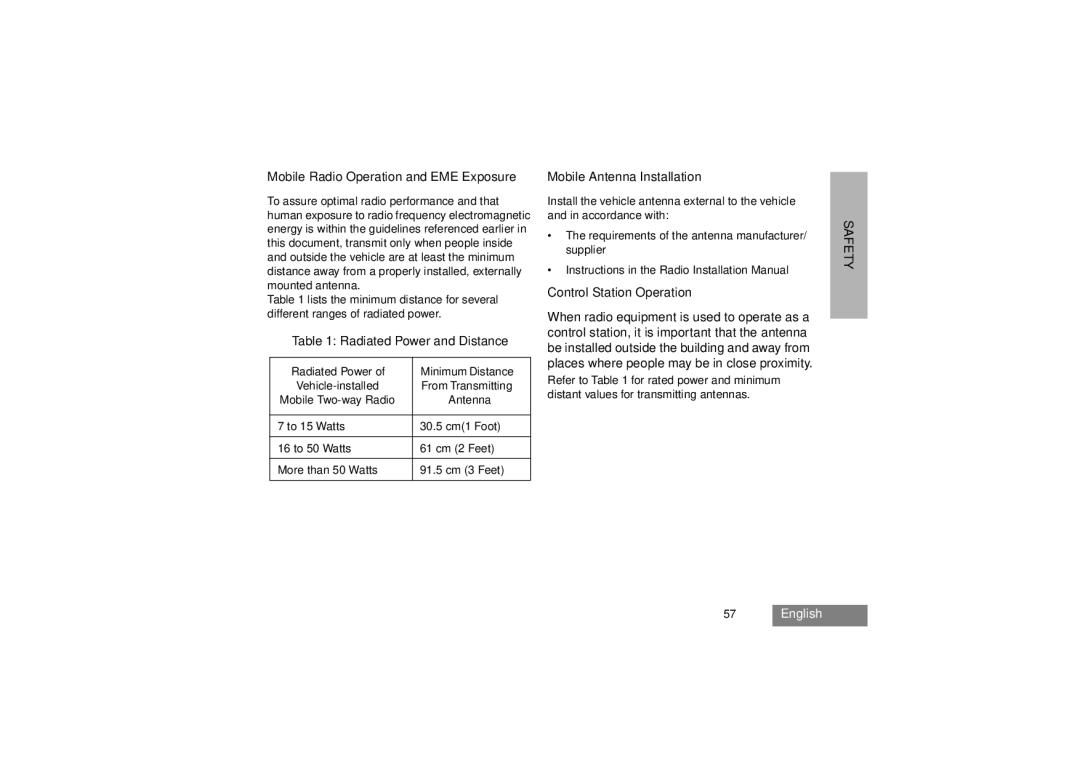 Motorola GM380 manual Radiated Power and Distance, Control Station Operation 