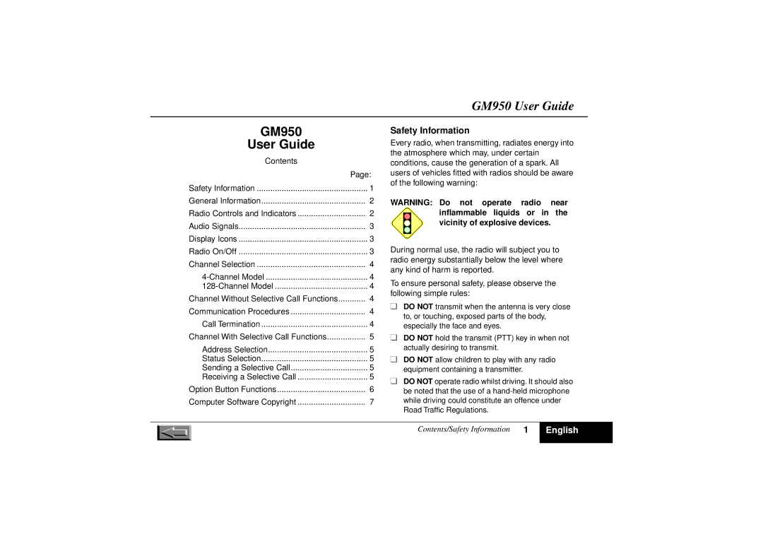 Motorola manual GM950 User Guide, Safety Information 