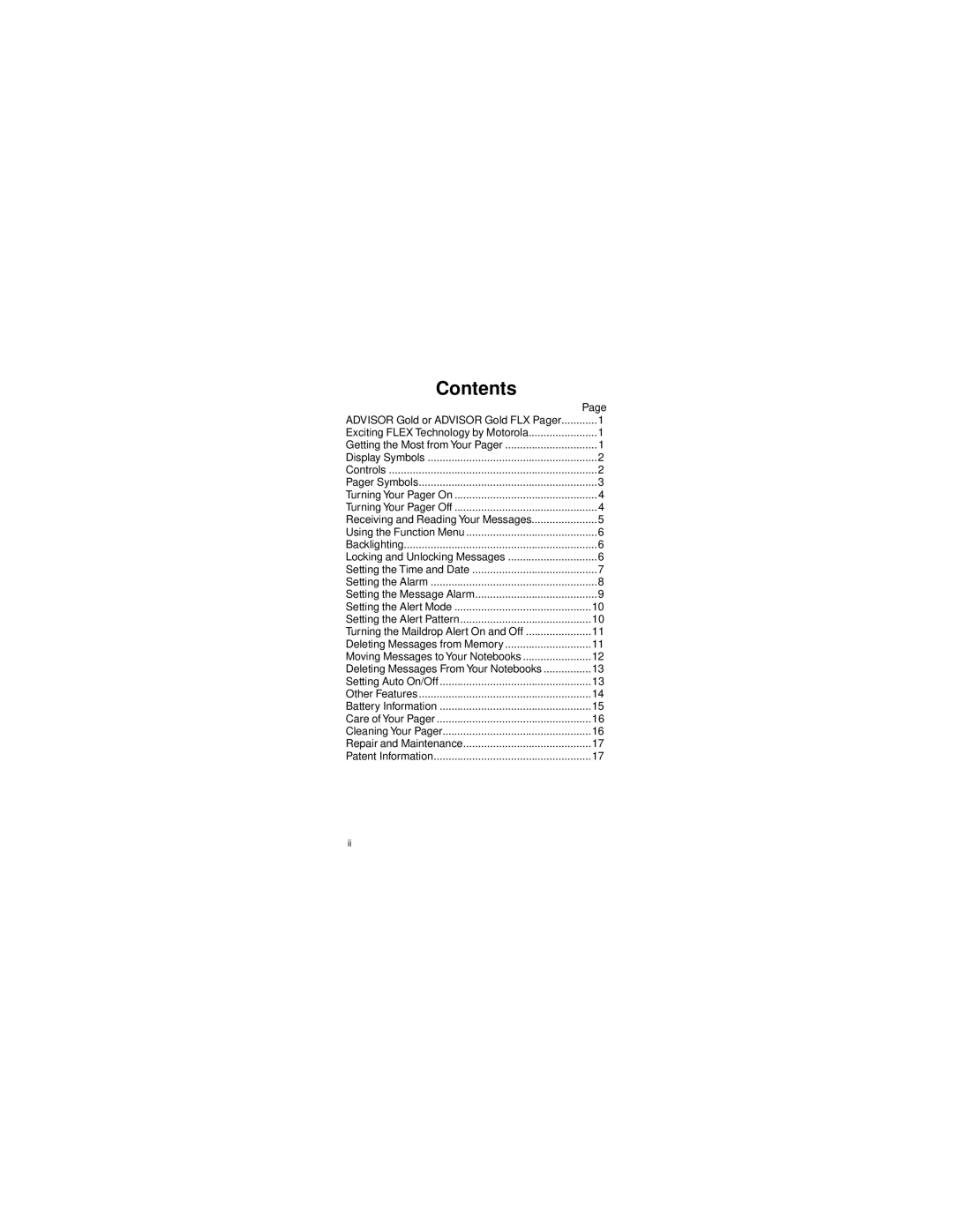 Motorola Gold FLX manual Contents 