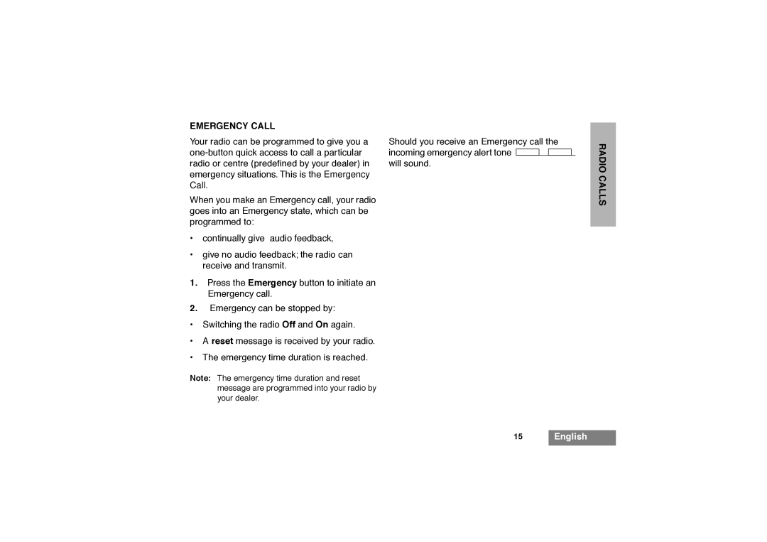 Motorola GP320 manual Emergency Call 