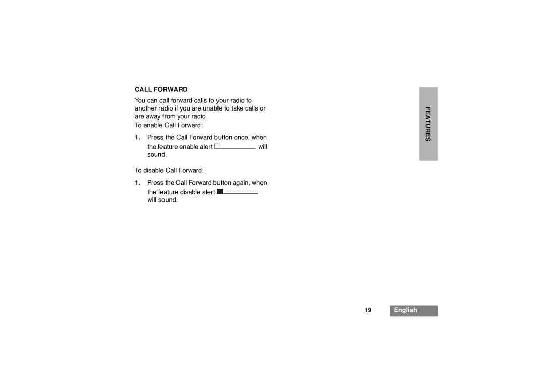 Motorola GP320 manual Call Forward 