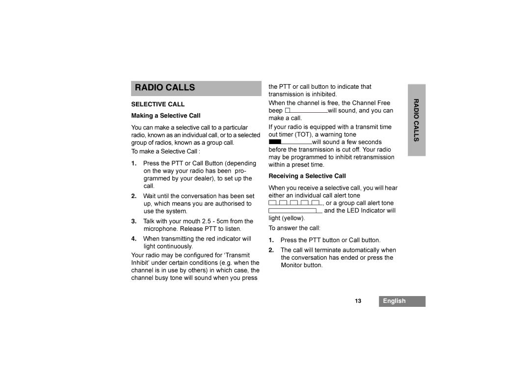 Motorola GP344 manual Radio Calls, Making a Selective Call, Receiving a Selective Call 