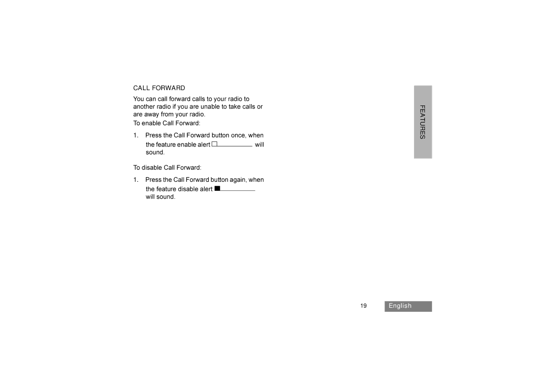 Motorola GP344 manual Call Forward 