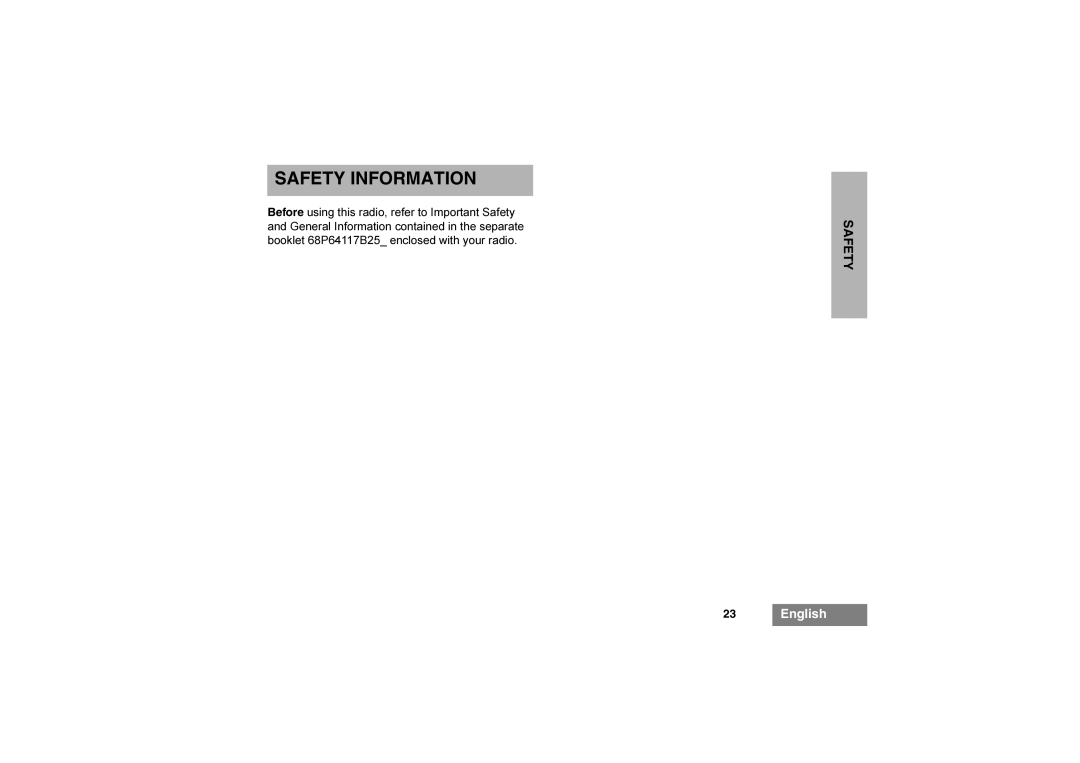 Motorola GP344 manual Safety Information 