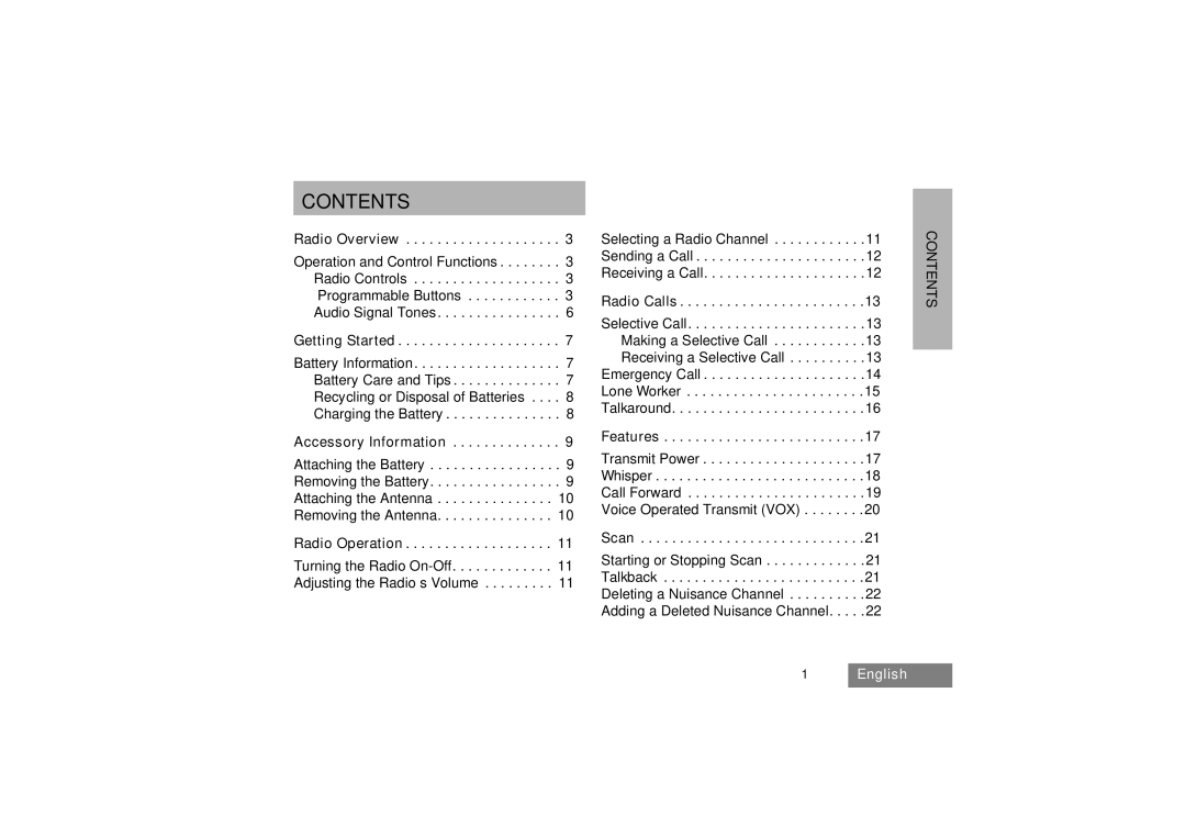 Motorola GP344 manual Contents 