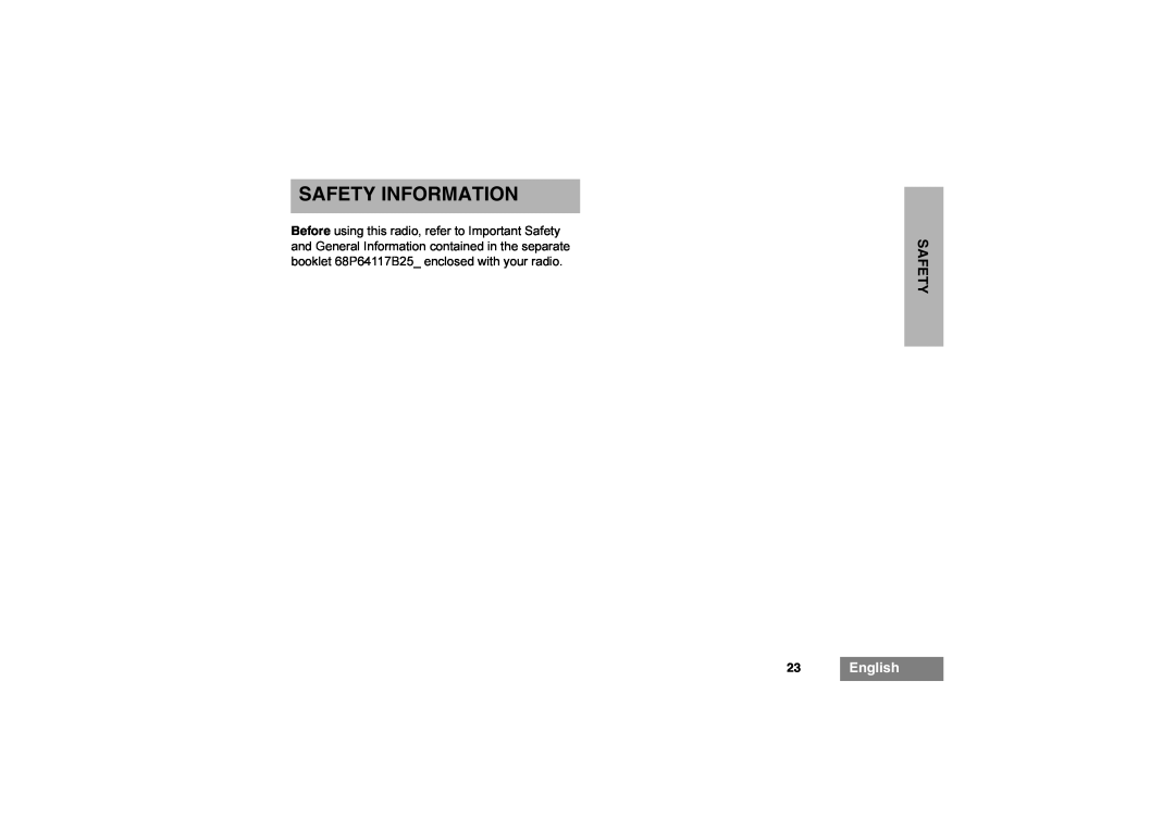 Motorola GP344 manual Safety Information, 23English 