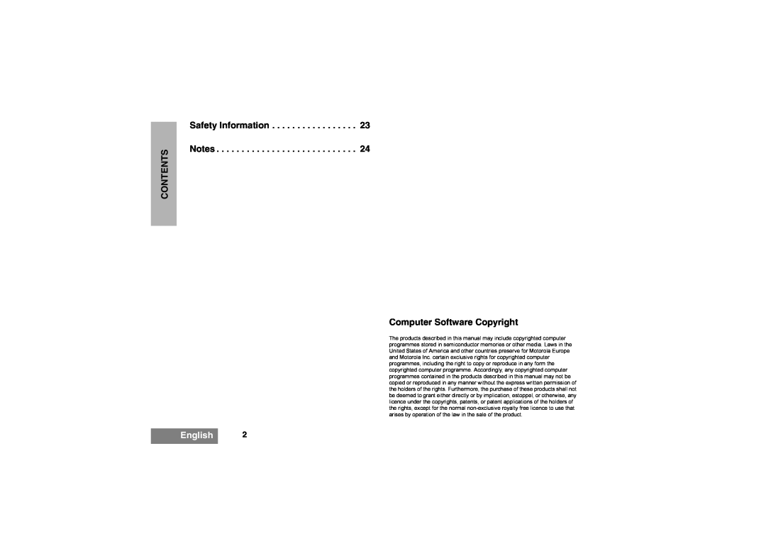 Motorola GP344 manual Computer Software Copyright, English, Contents 