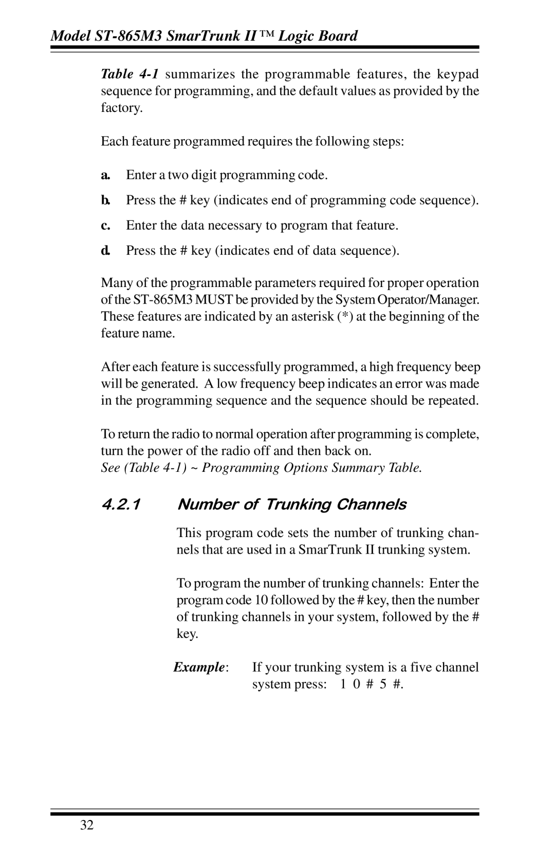 Motorola GP68 operation manual Number of Trunking Channels 