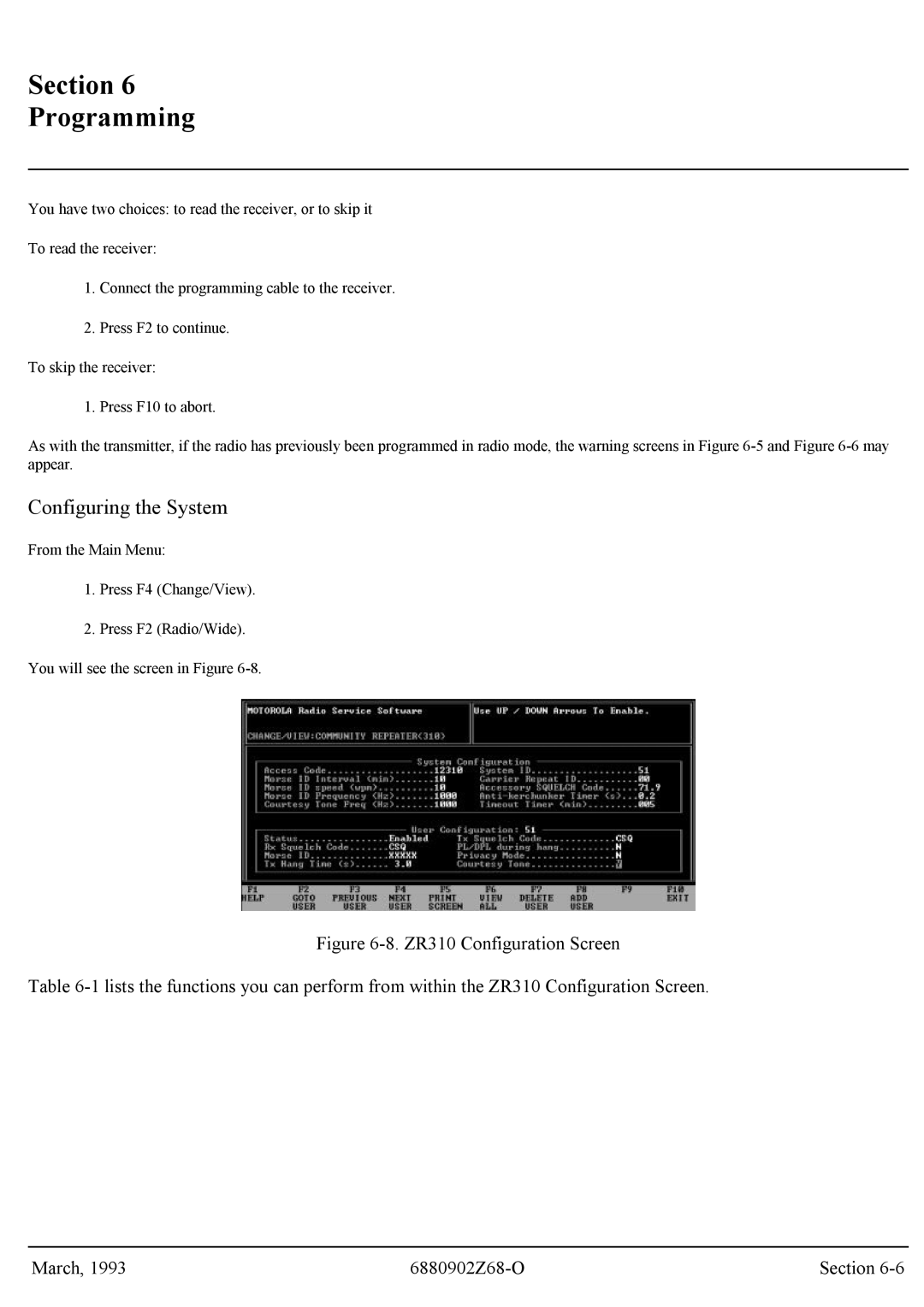 Motorola GR300 service manual Configuring the System 