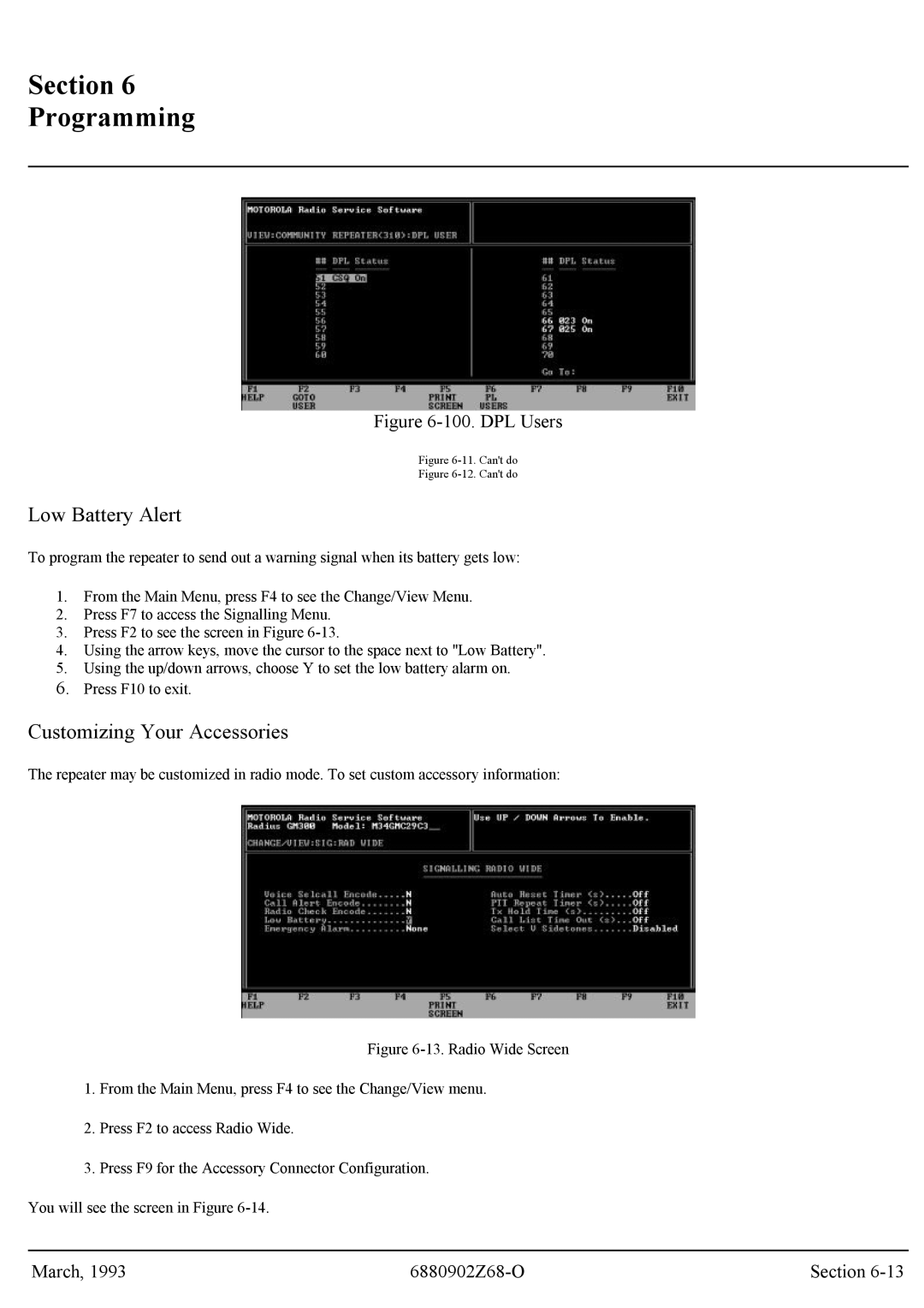 Motorola GR300 service manual Low Battery Alert, Customizing Your Accessories 