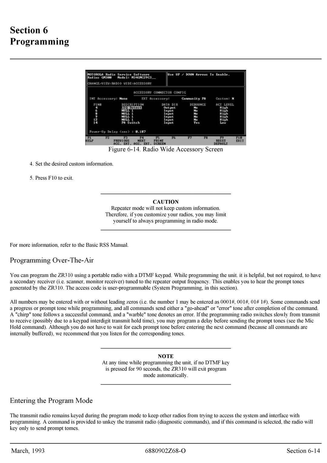 Motorola GR300 service manual Programming Over-The-Air, Entering the Program Mode 