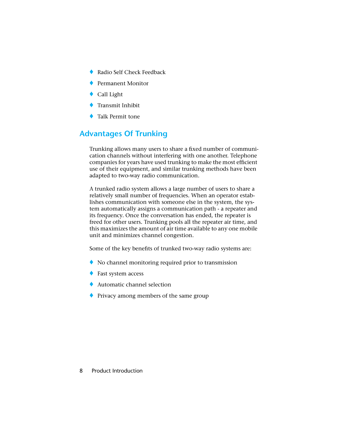 Motorola H01UCC6DU3AN operating instructions Advantages Of Trunking 