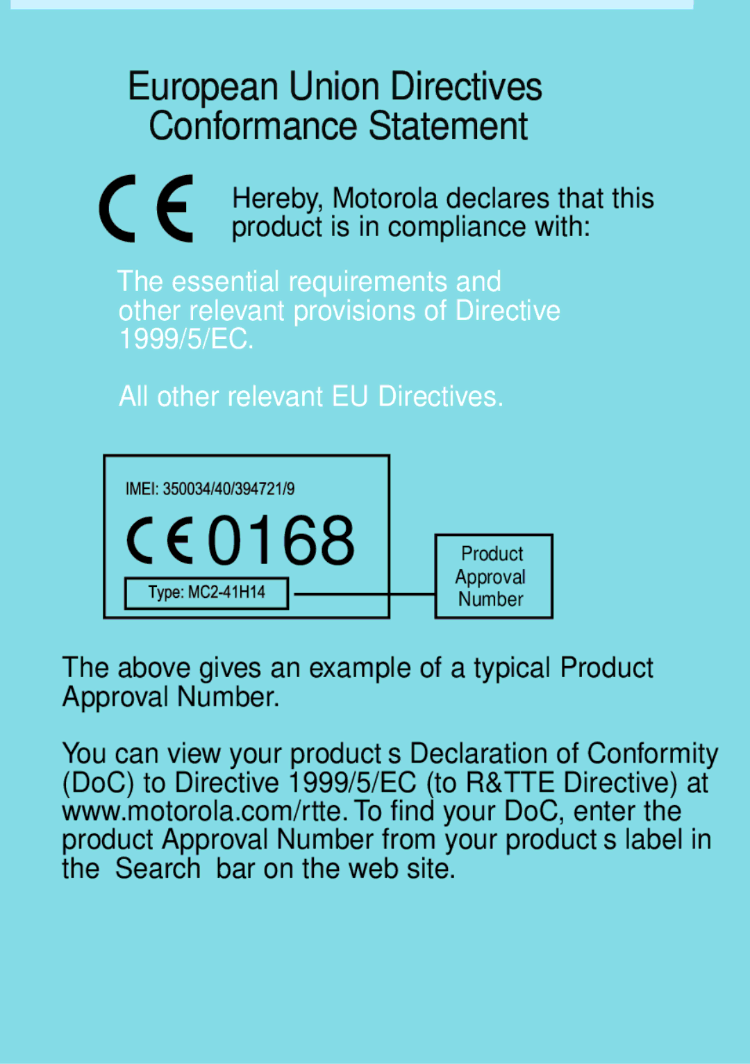 Motorola H500 manual 0168 