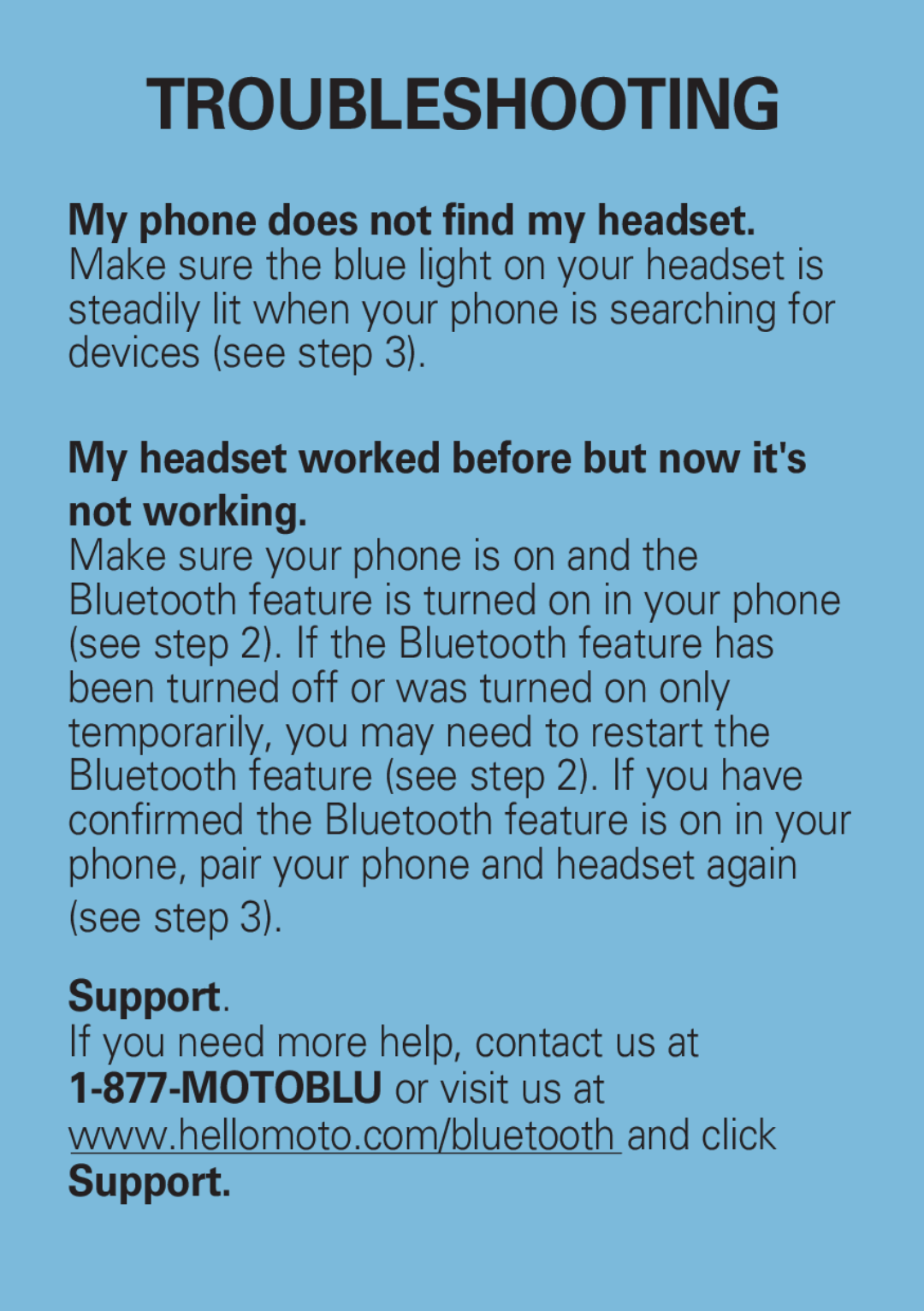Motorola H500 manual Troubleshooting 