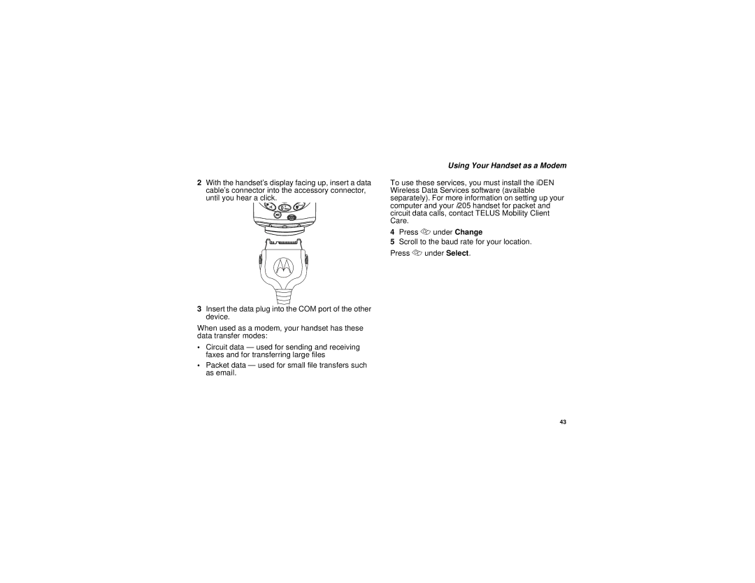 Motorola H62XAH6RR1AN manual Using Your Handset as a Modem 