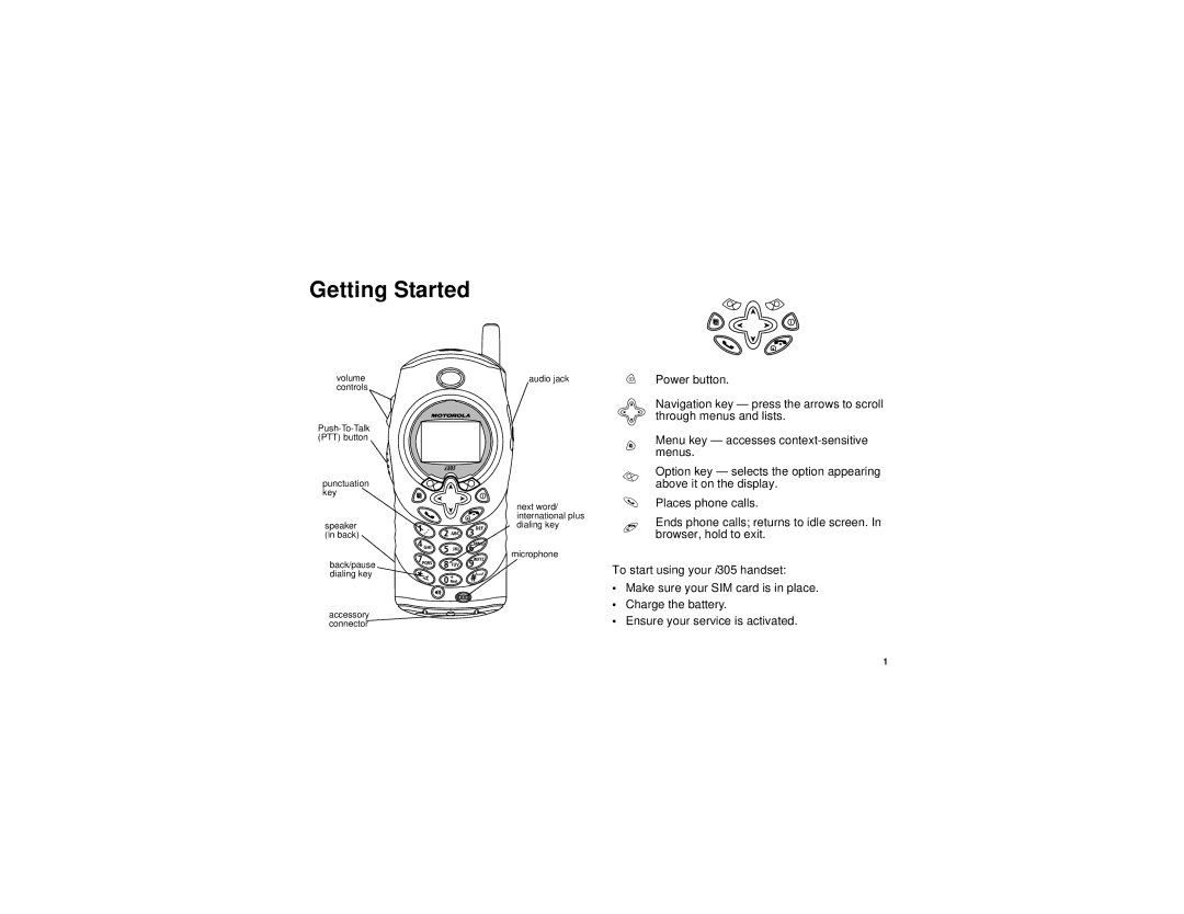 Motorola H62XAH6RR1AN manual Getting Started 