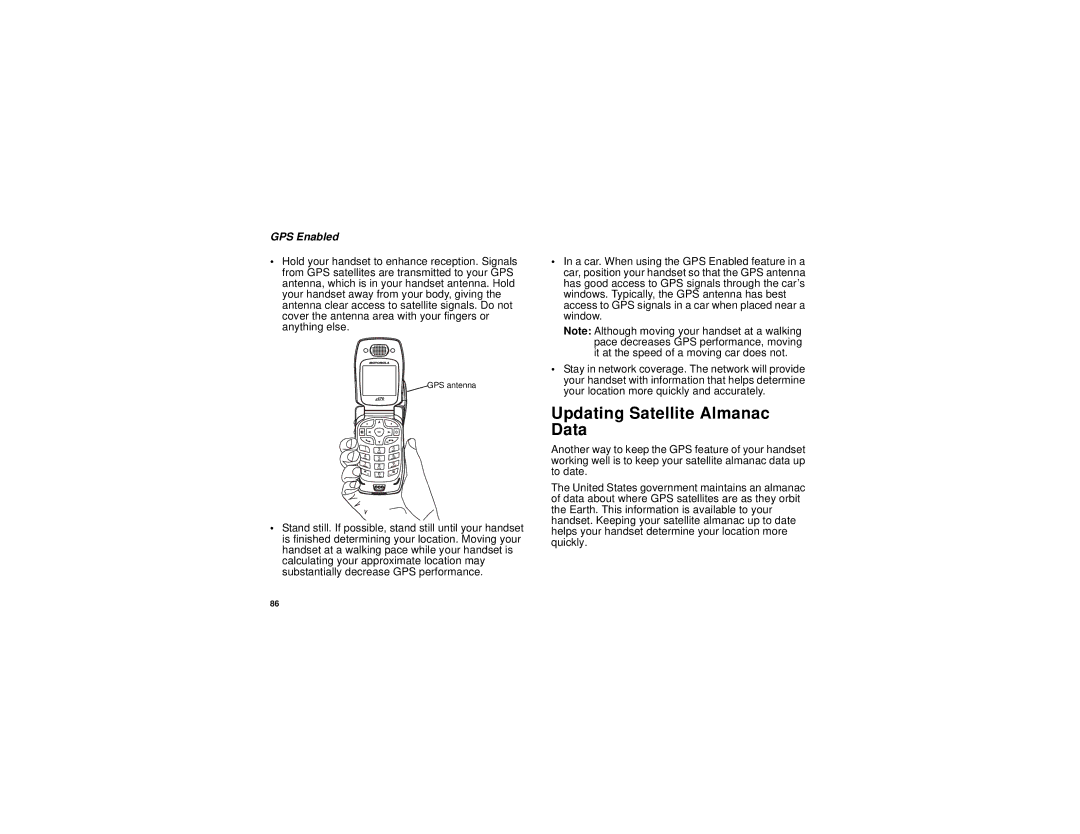 Motorola H65XAN6RR4BN manual Updating Satellite Almanac Data 