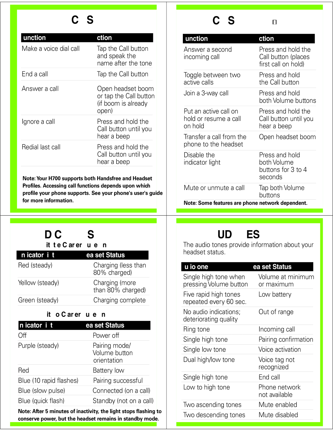 Motorola H700 manual Making Calls, Indicator Lights Audio Tones 