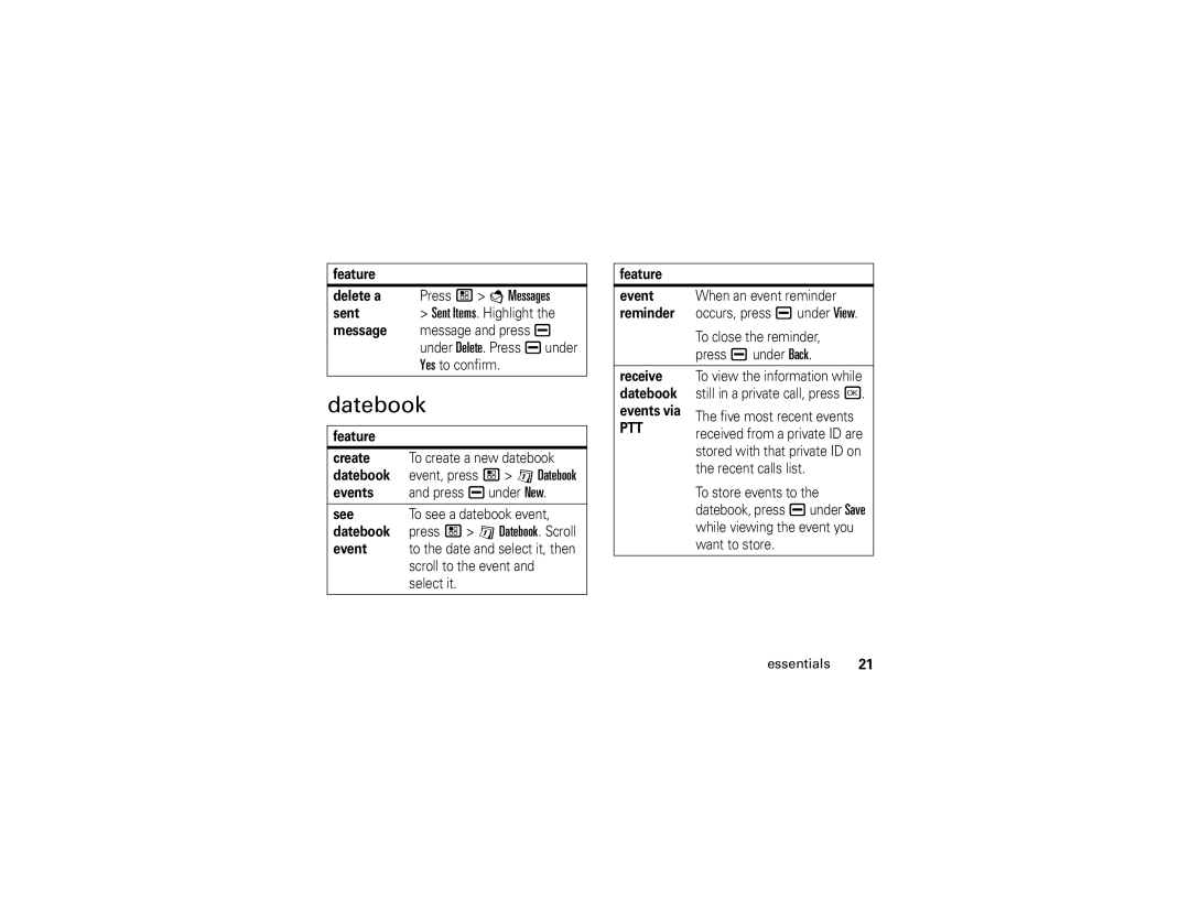 Motorola H88XAH6JR2AN manual Datebook 