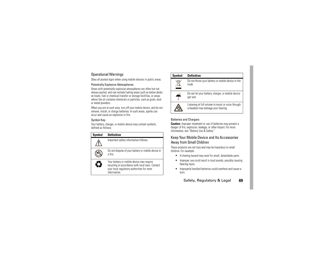 Motorola H88XAH6JR2AN manual Operational Warnings, Potentially Explosive Atmospheres 