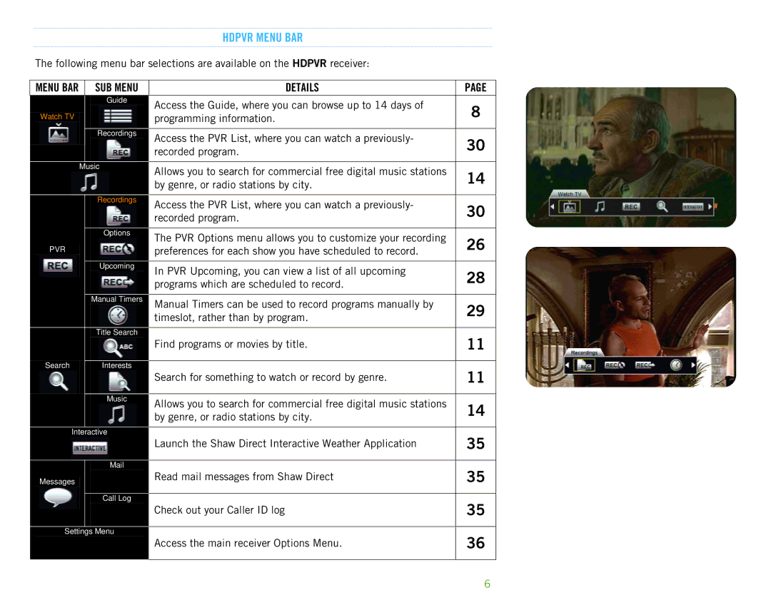 Motorola HDDSR 605, HDPVR 630 manual Hdpvr Menu BAR, Details 