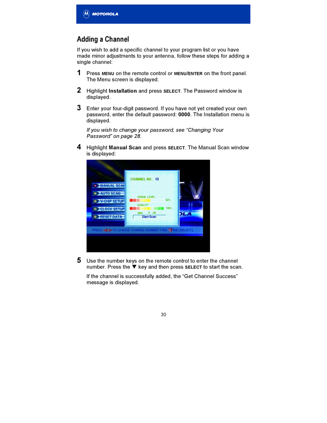 Motorola HDT100 manual Adding a Channel 