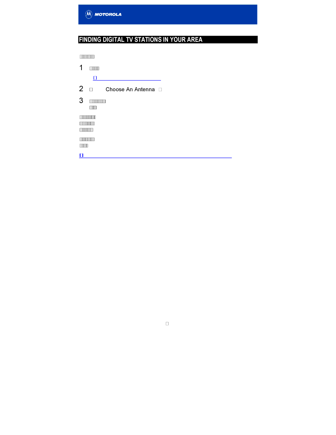 Motorola HDT100 manual Finding Digital TV Stations in Your Area, Select Choose An Antenna 