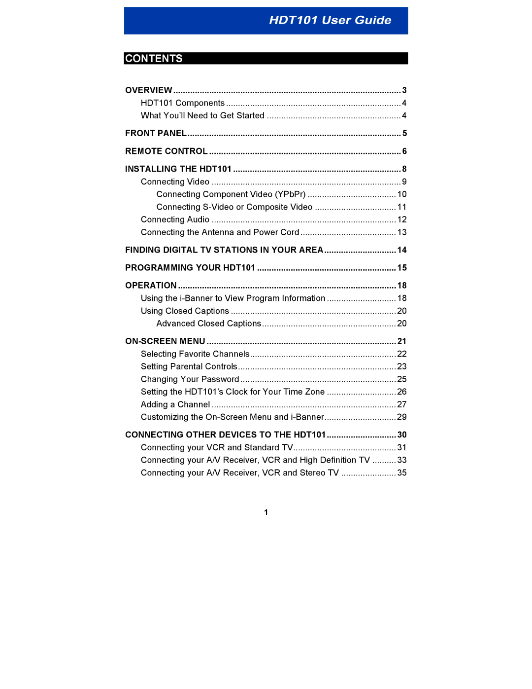 Motorola HDT101 manual Contents 