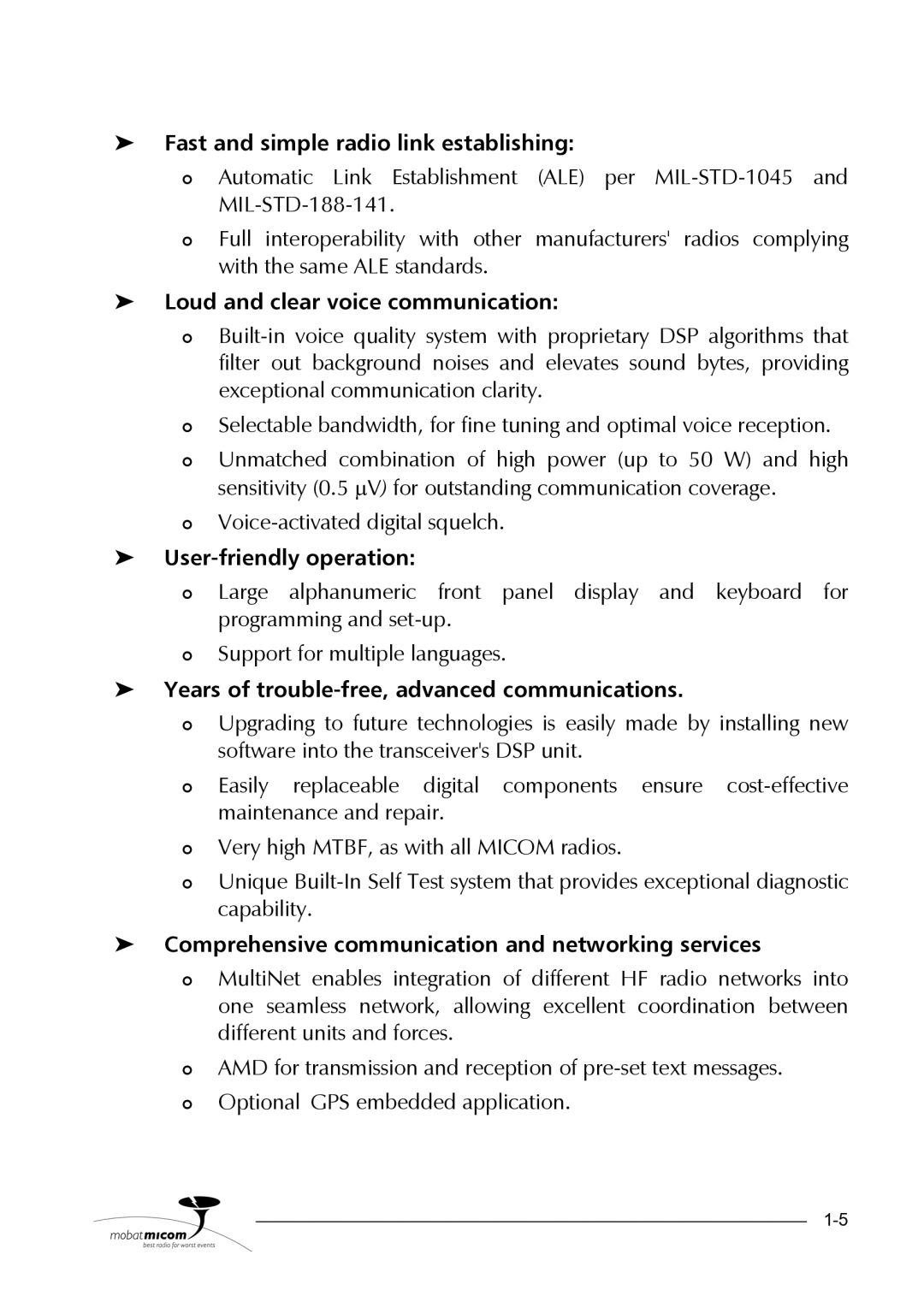 Motorola HF-SSB manual Fast and simple radio link establishing 