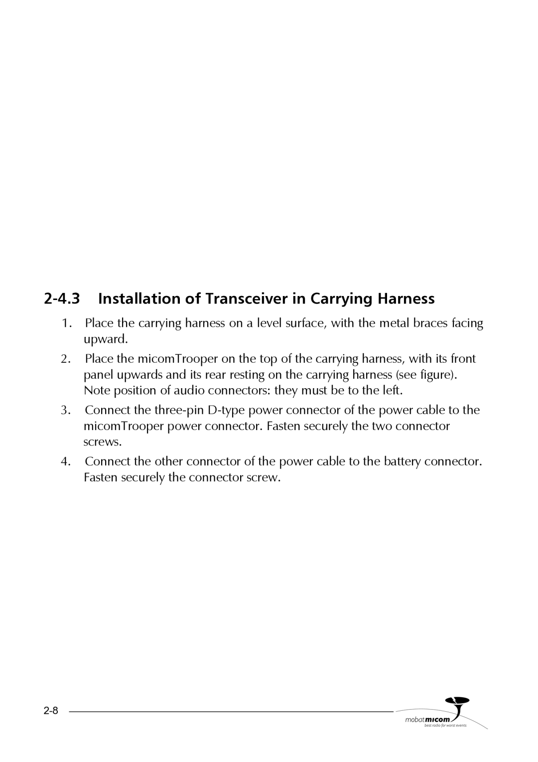 Motorola HF-SSB manual Installation of Transceiver in Carrying Harness 