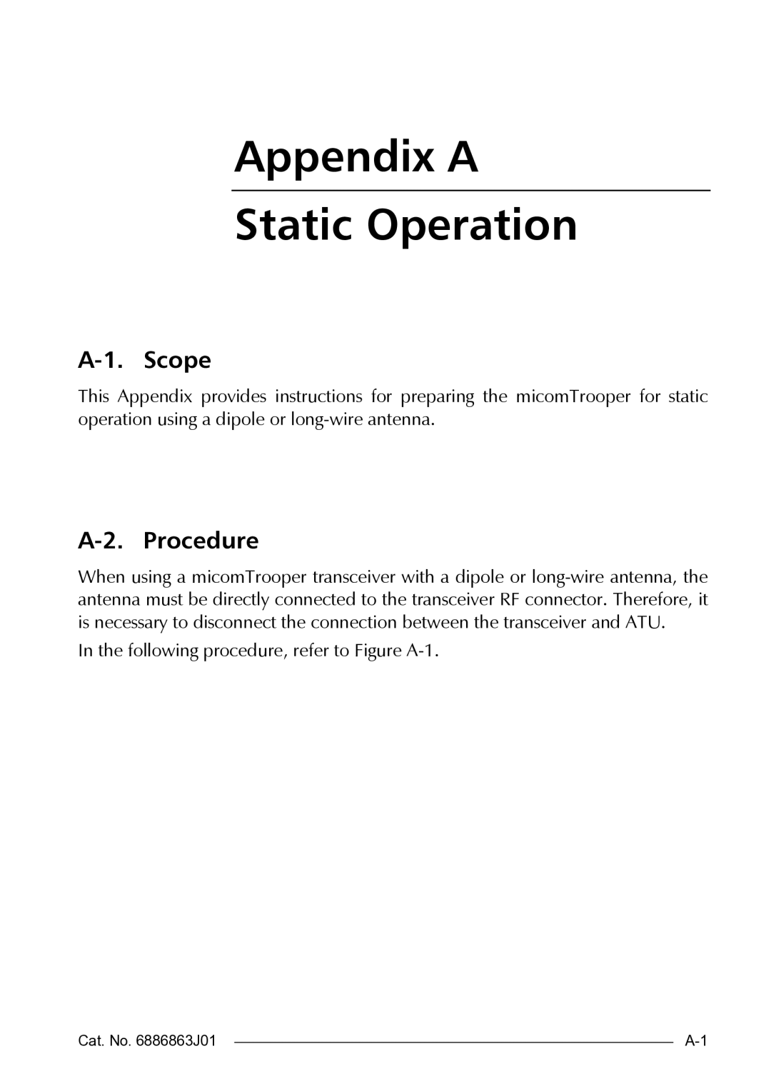 Motorola HF-SSB manual Appendix a Static Operation, Procedure 