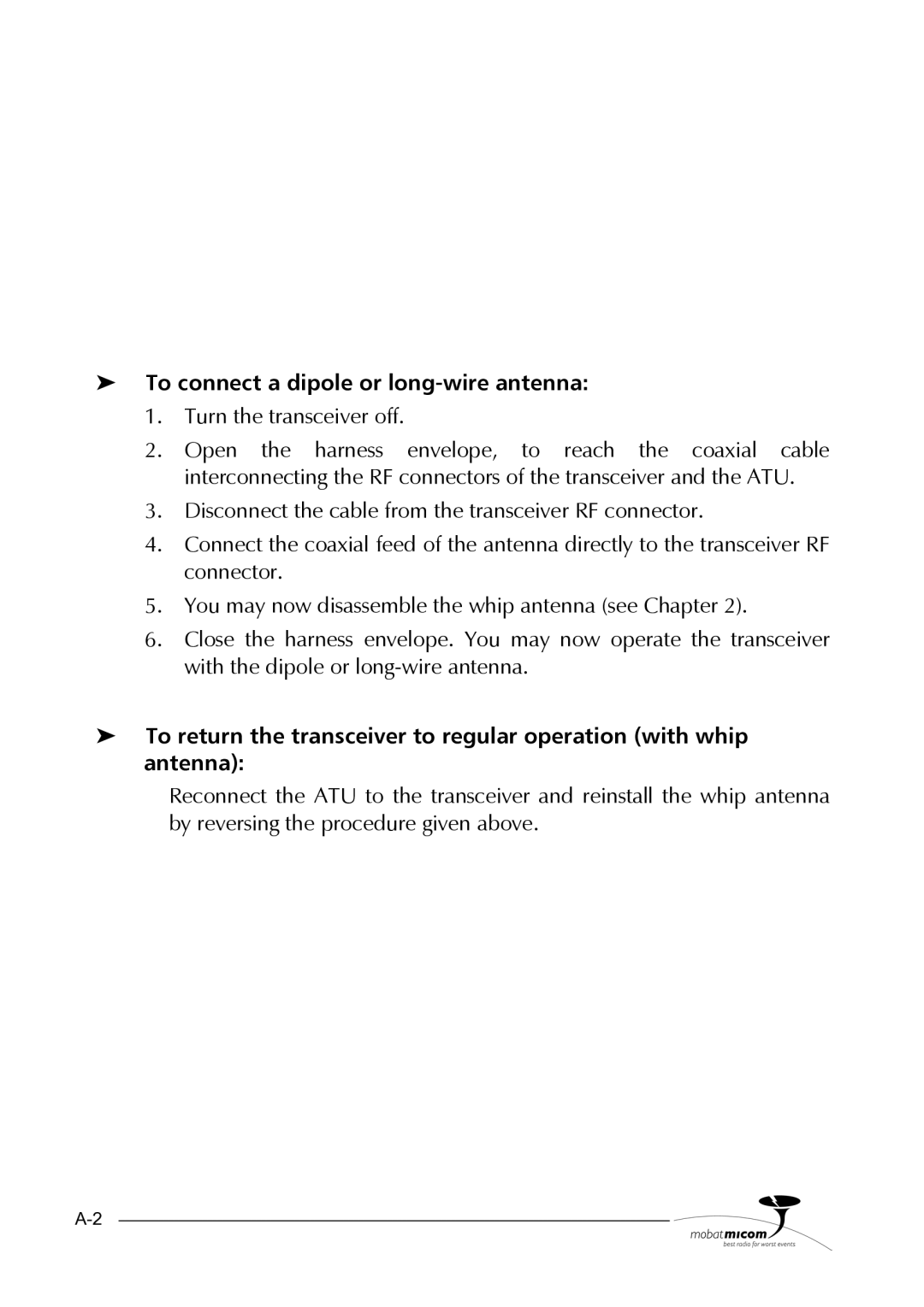 Motorola HF-SSB manual To connect a dipole or long-wire antenna 