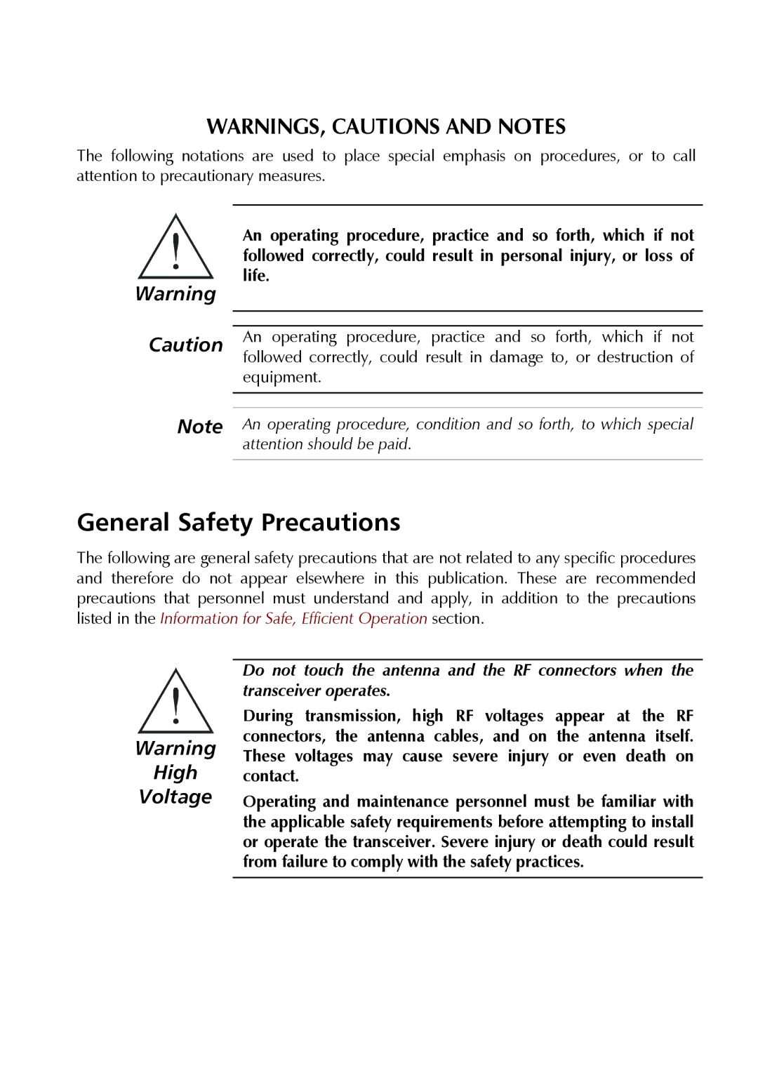 Motorola HF-SSB manual General Safety Precautions 