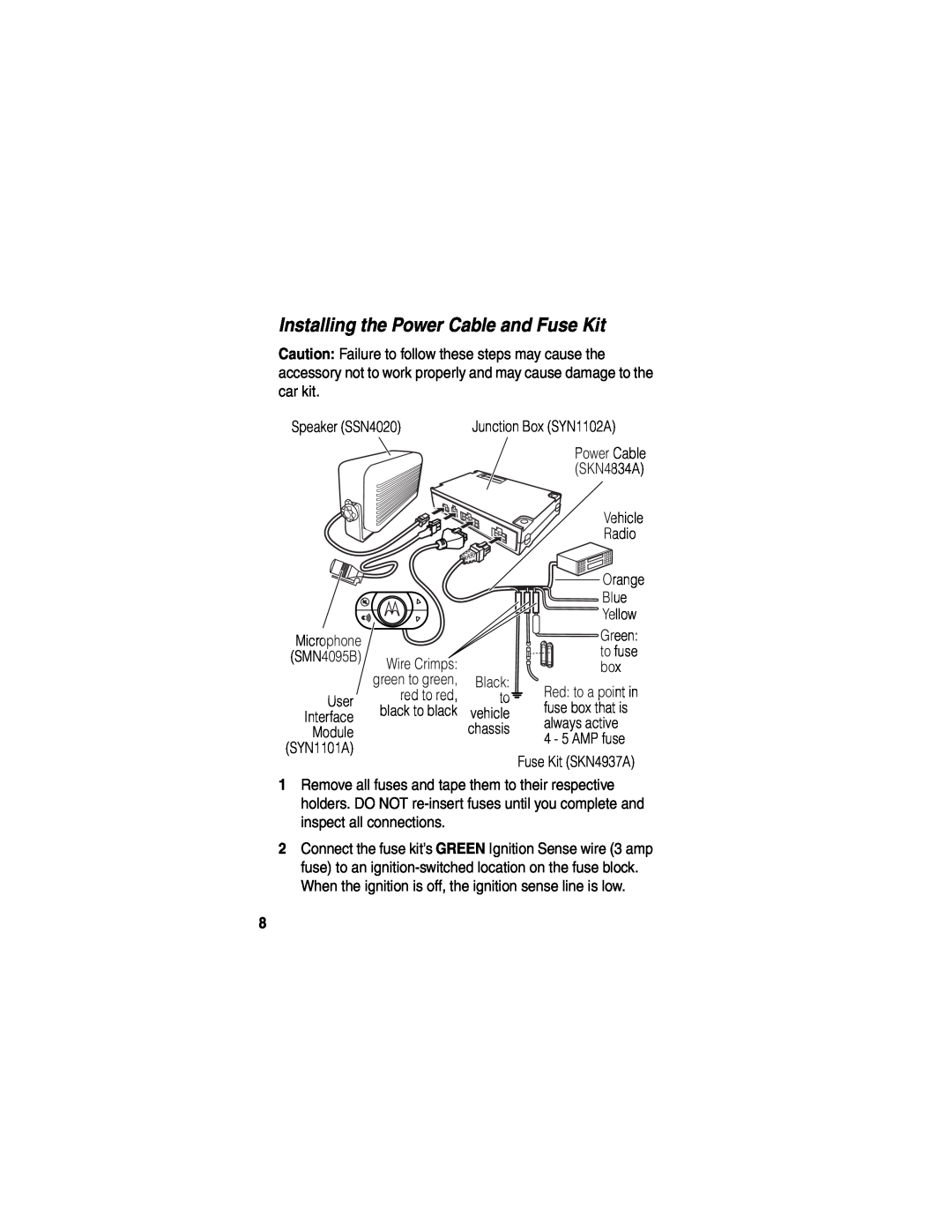 Motorola HF850 manual Installing the Power Cable and Fuse Kit 