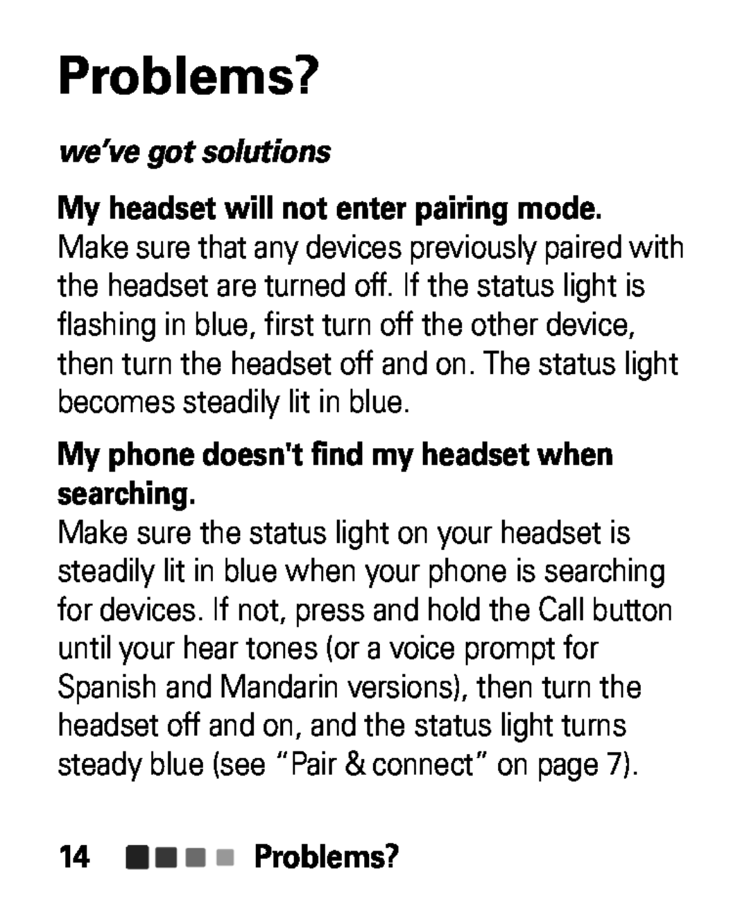 Motorola HK100 quick start Problems?, we’ve got solutions, My phone doesnt find my headset when searching 