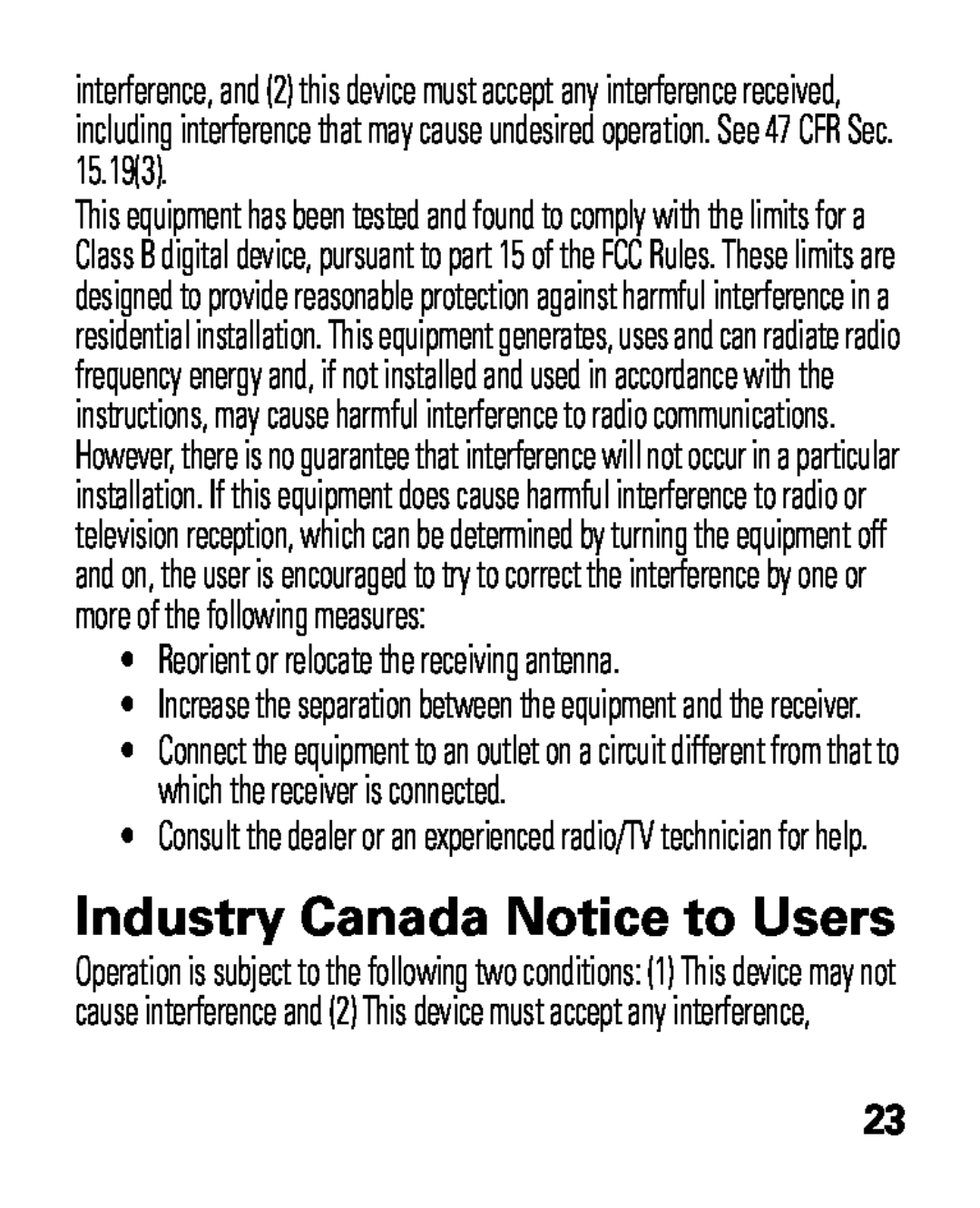 Motorola HK100 quick start Industry Canada Notice to Users, •Reorient or relocate the receiving antenna 