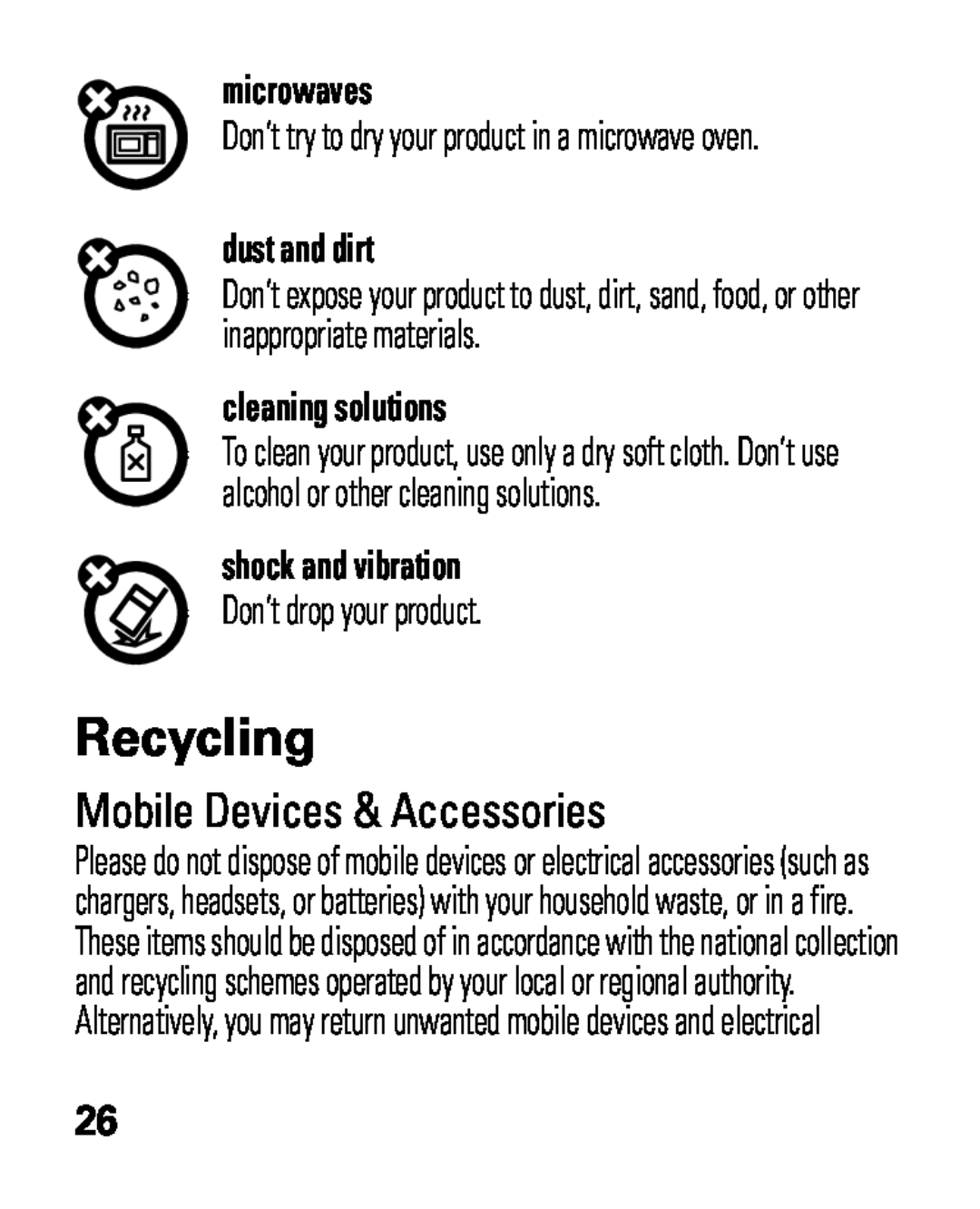 Motorola HK100 Recycling, Mobile Devices & Accessories, microwaves, dust and dirt, cleaning solutions, shock and vibration 