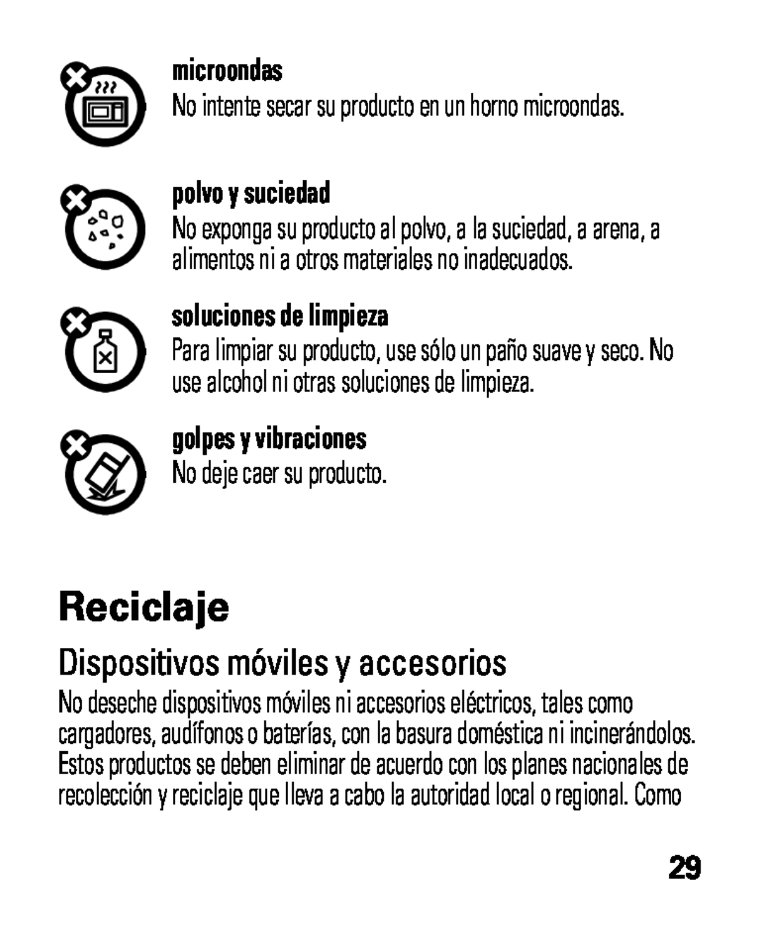 Motorola HK100 Reciclaje, Dispositivos móviles y accesorios, microondas, polvo y suciedad, soluciones de limpieza 