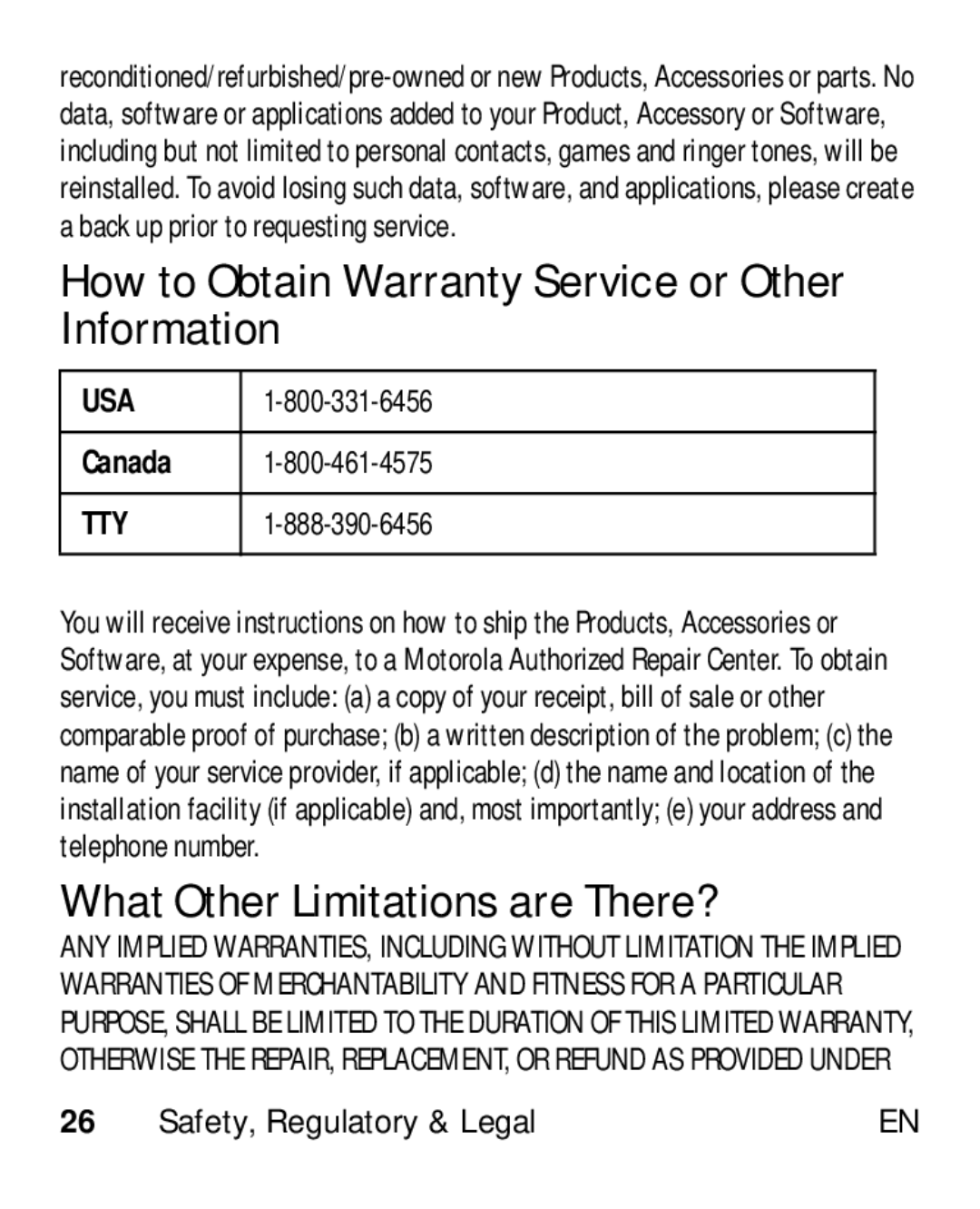 Motorola HK110 manual How to Obtain Warranty Service or Other Information, What Other Limitations are There?, Canada 